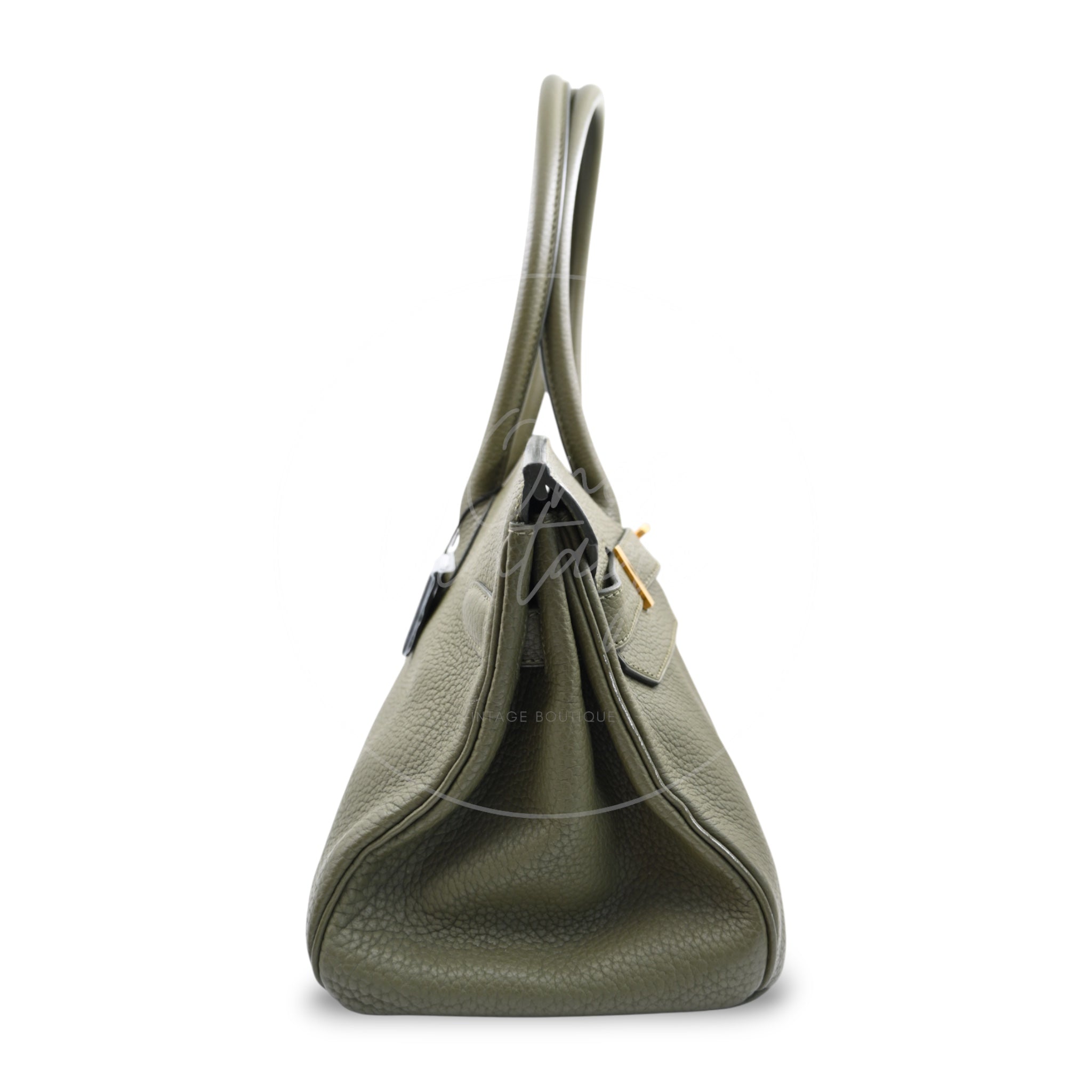 Hermes Birkin Shoulder PHW Olive Green Square M