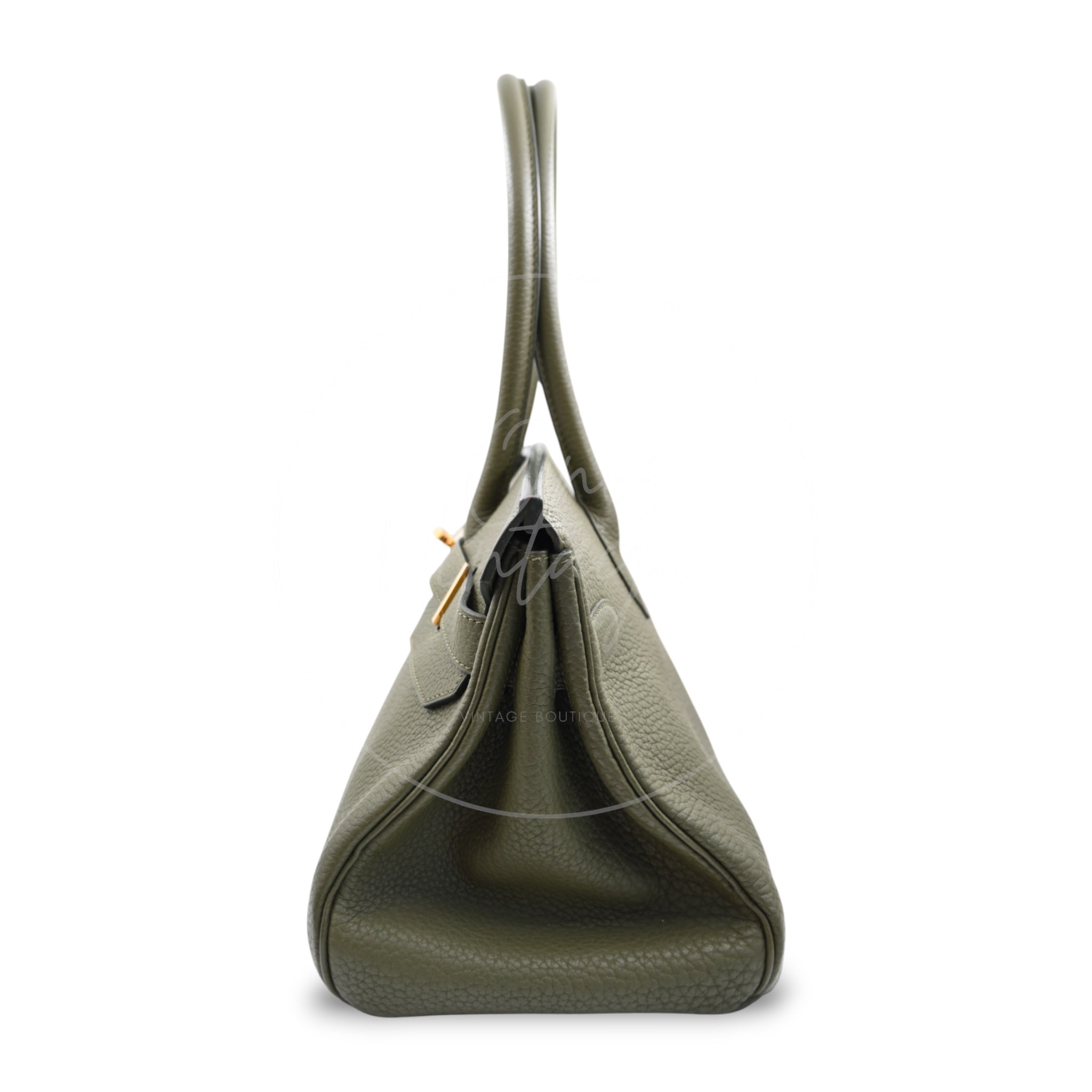 Hermes Birkin Shoulder PHW Olive Green Square M