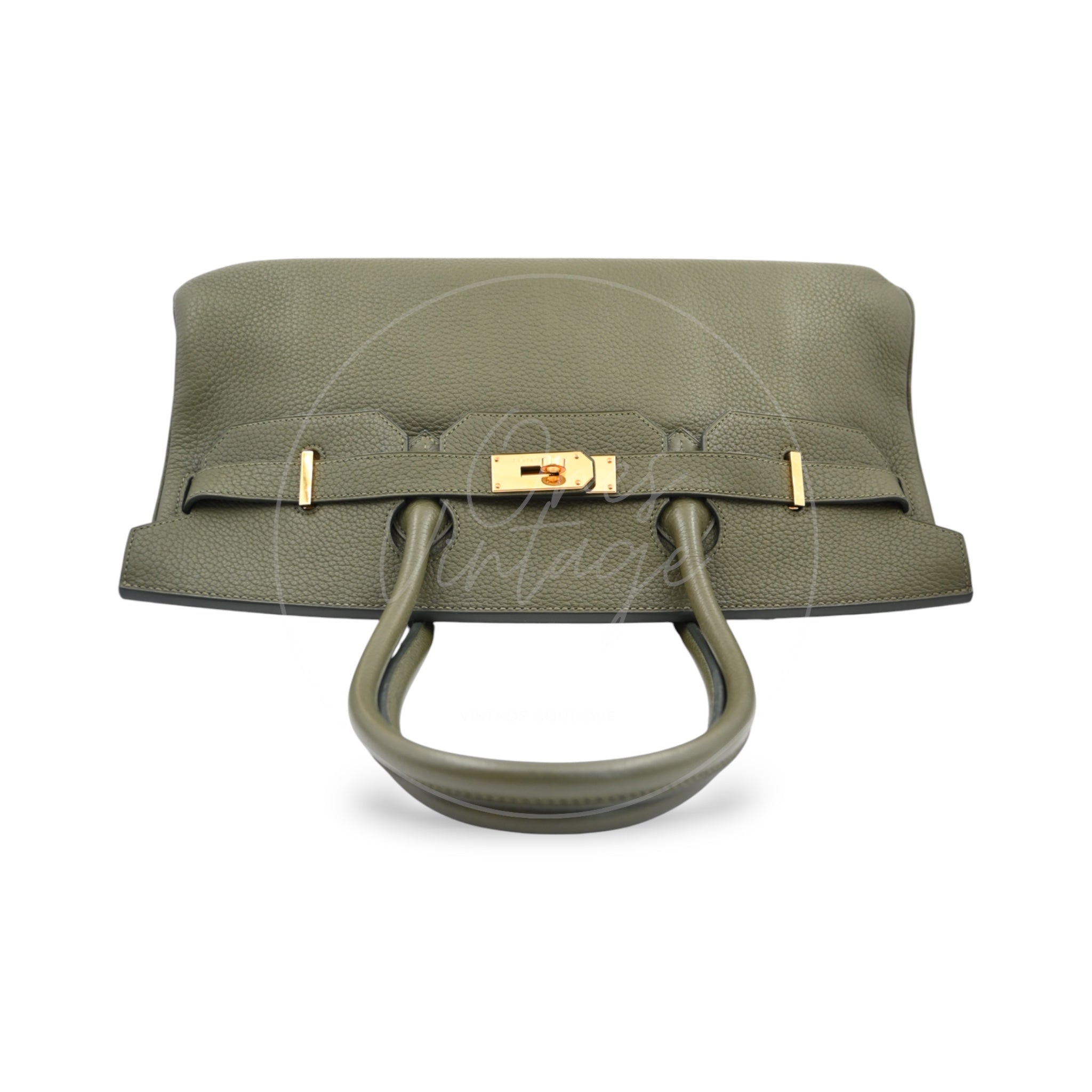 Hermes Birkin Shoulder PHW Olive Green Square M