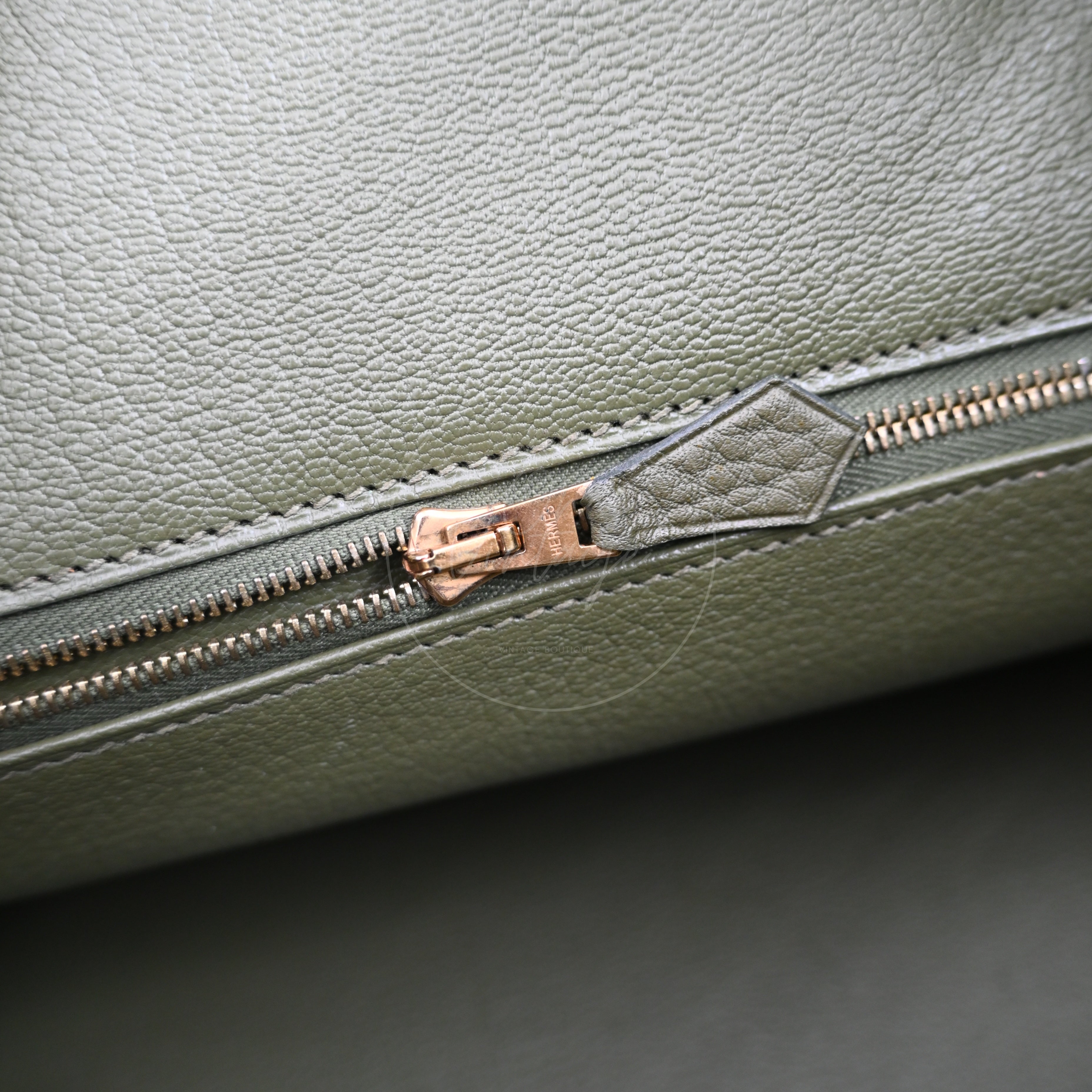 Hermes Birkin Shoulder PHW Olive Green Square M