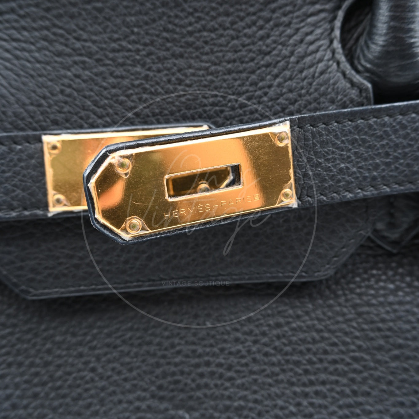 Hermes Shoulder Birkin Taurillon Clemence Bag GHW Black Square N