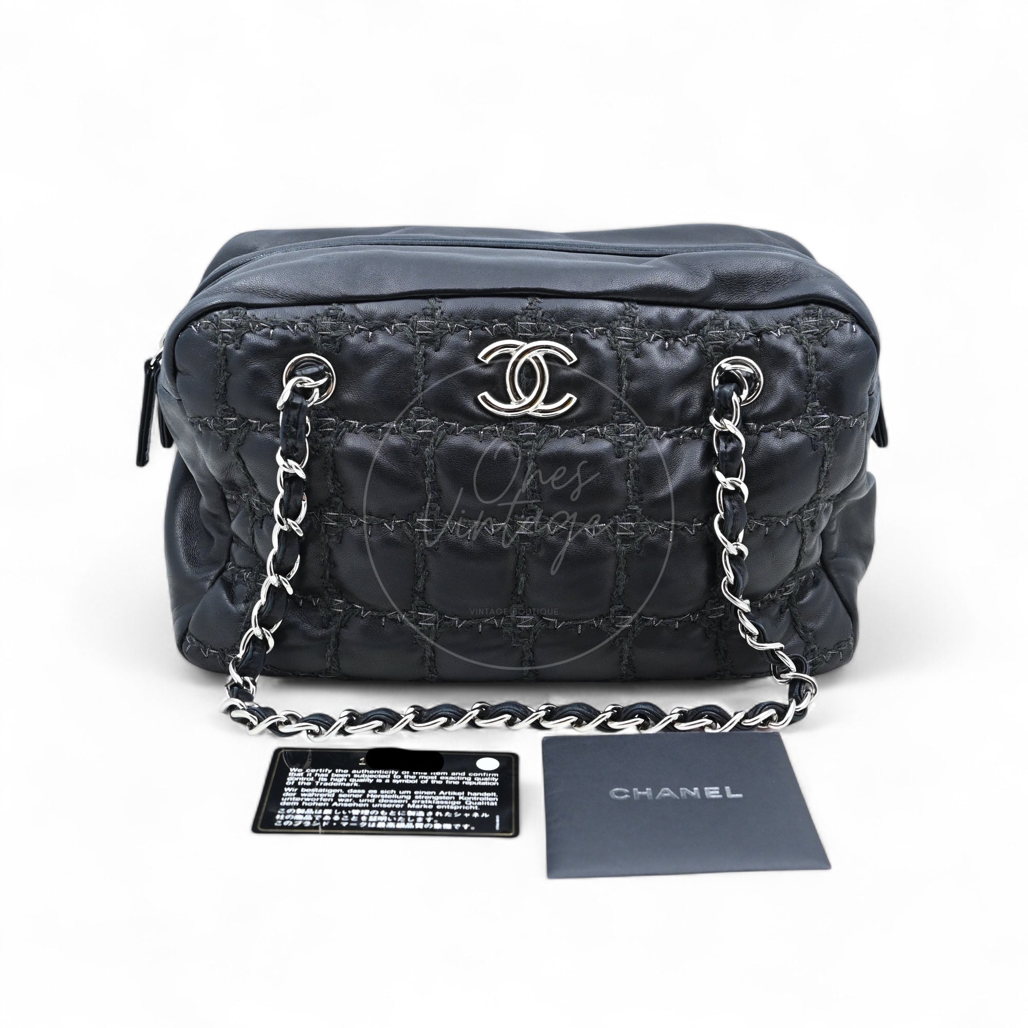 Chanel Tweed On Square Stitch Bubble Bag SHW Black Series 12