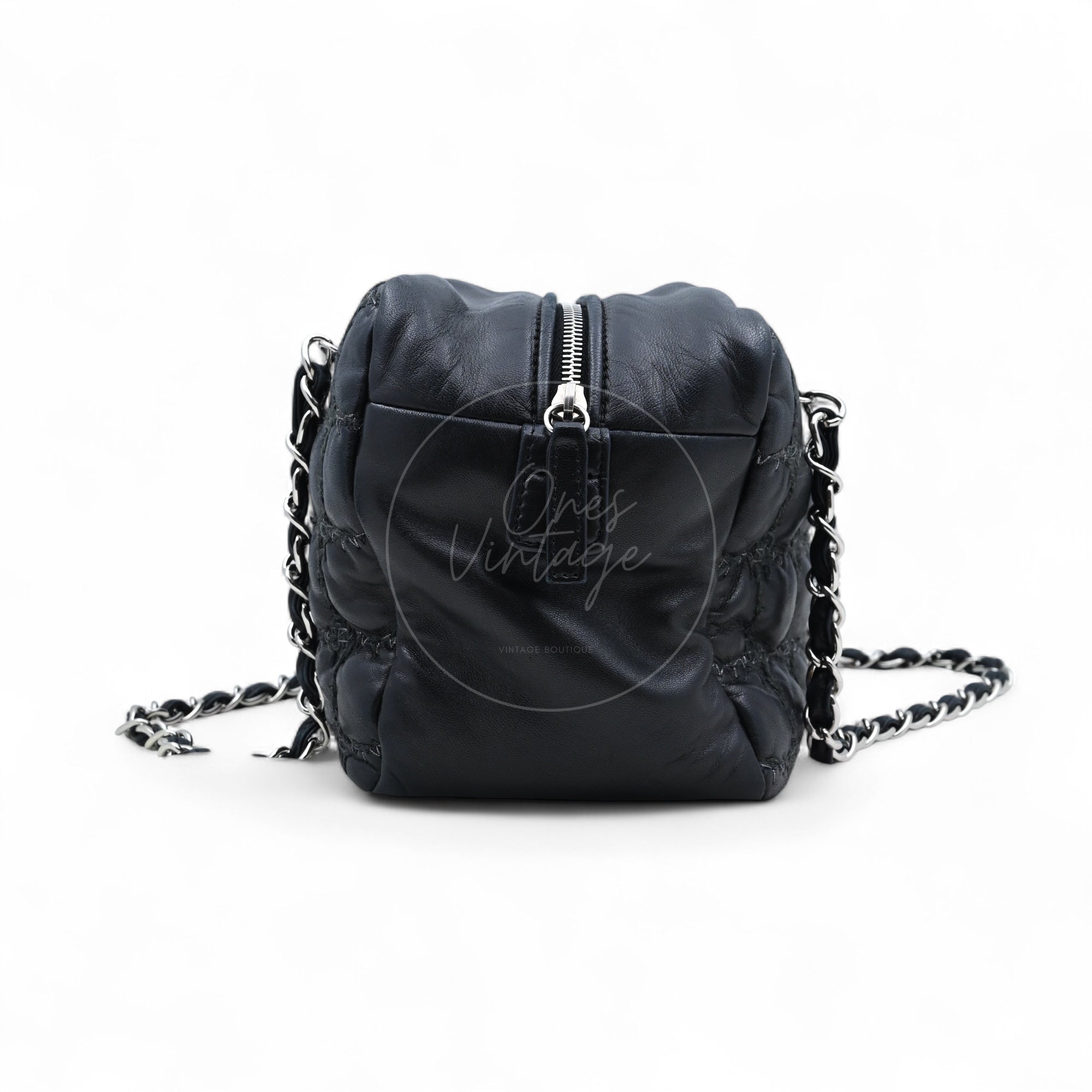 Chanel Tweed On Square Stitch Bubble Bag SHW Black Series 12