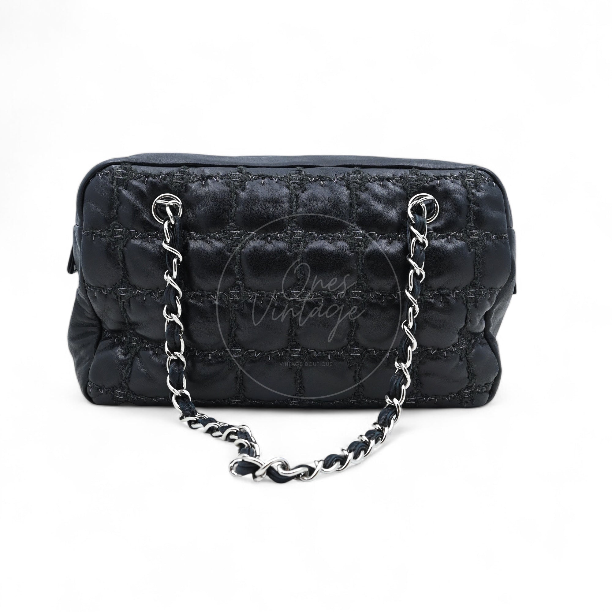 Chanel Tweed On Square Stitch Bubble Bag SHW Black Series 12