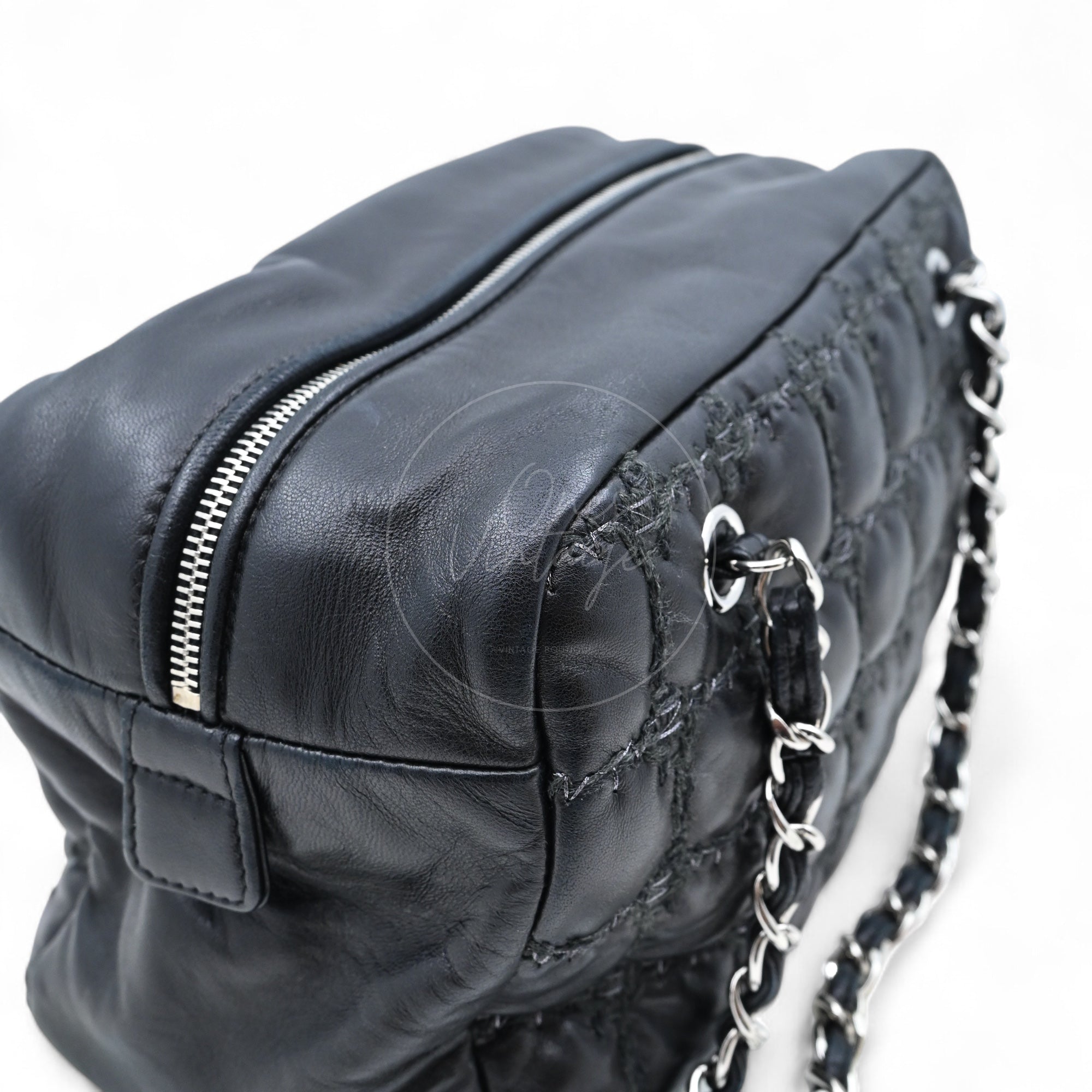 Chanel Tweed On Square Stitch Bubble Bag SHW Black Series 12