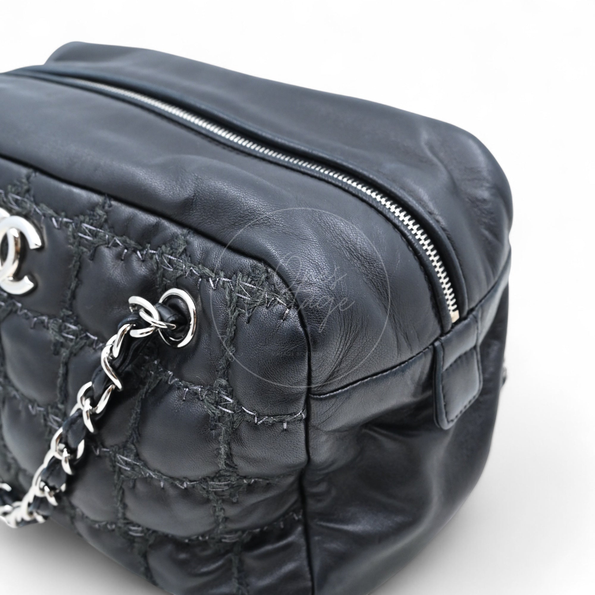 Chanel Tweed On Square Stitch Bubble Bag SHW Black Series 12