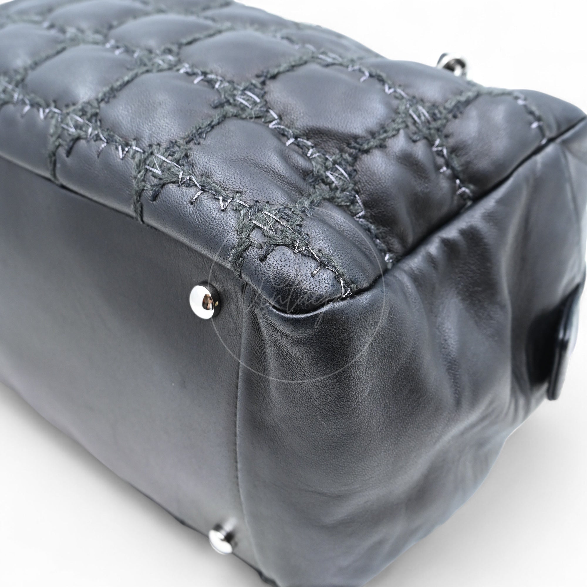 Chanel Tweed On Square Stitch Bubble Bag SHW Black Series 12