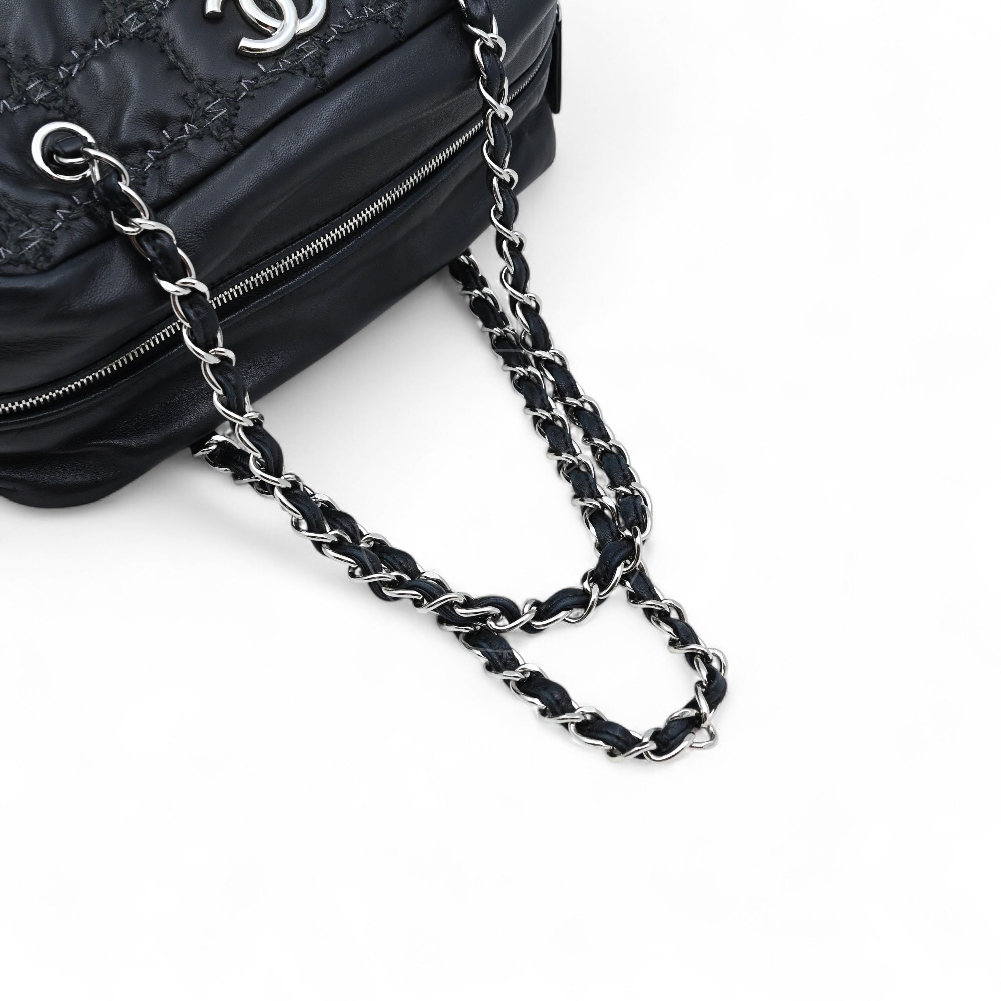 Chanel Tweed On Square Stitch Bubble Bag SHW Black Series 12