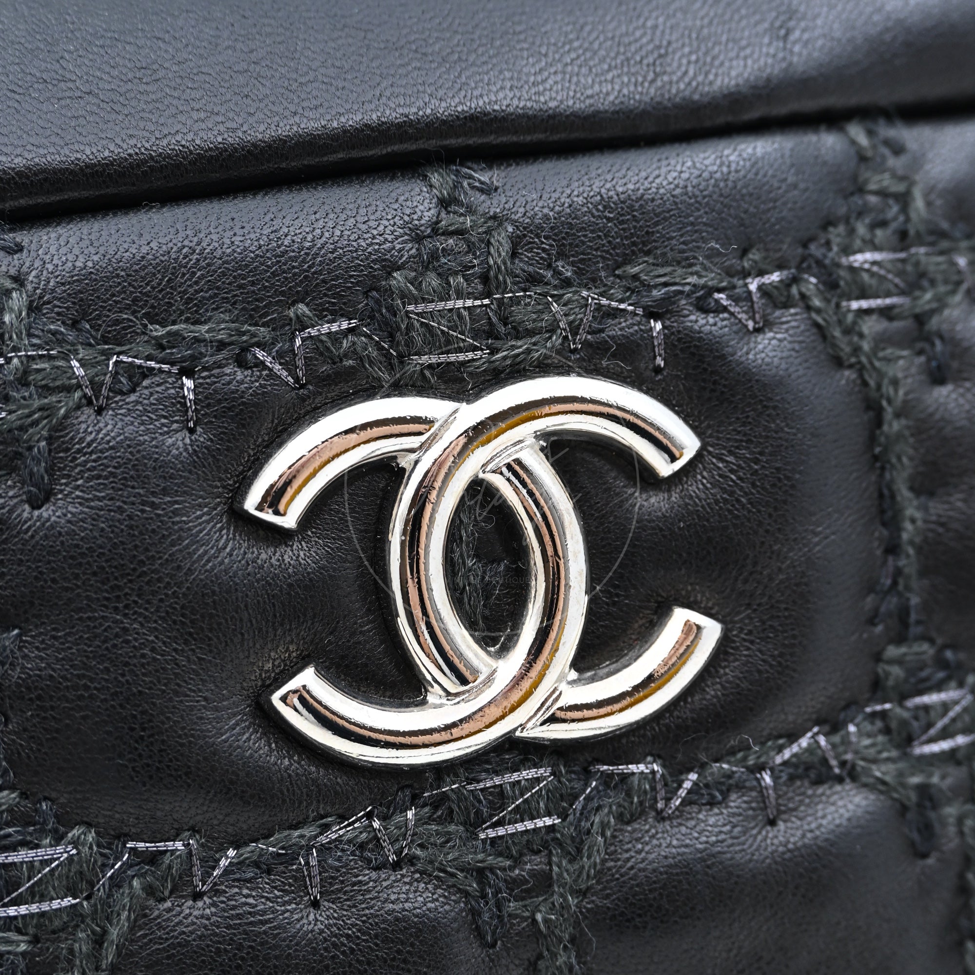 Chanel Tweed On Square Stitch Bubble Bag SHW Black Series 12