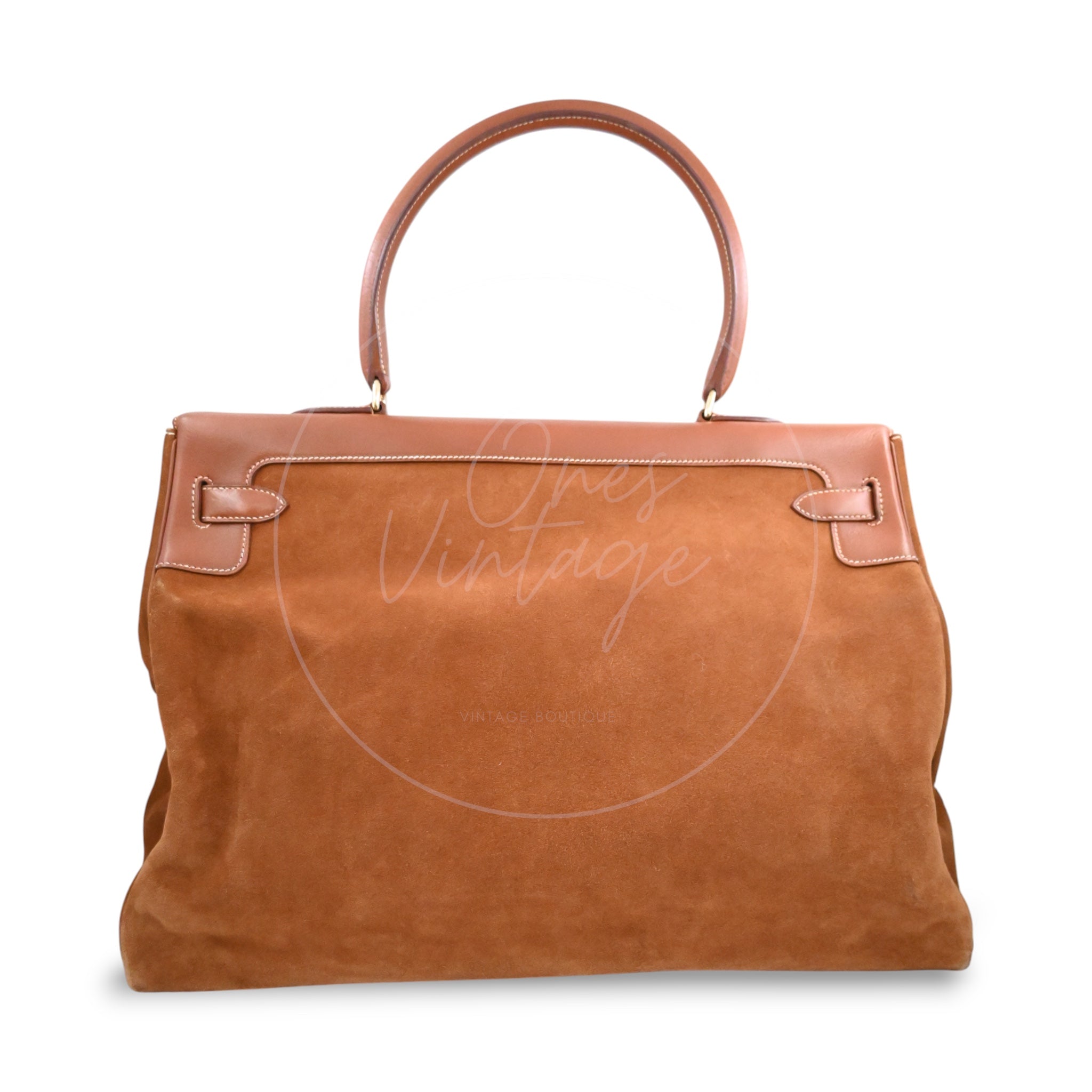 Hermes Kelly Relax 50 Suede Handbag GHW Brown Square O