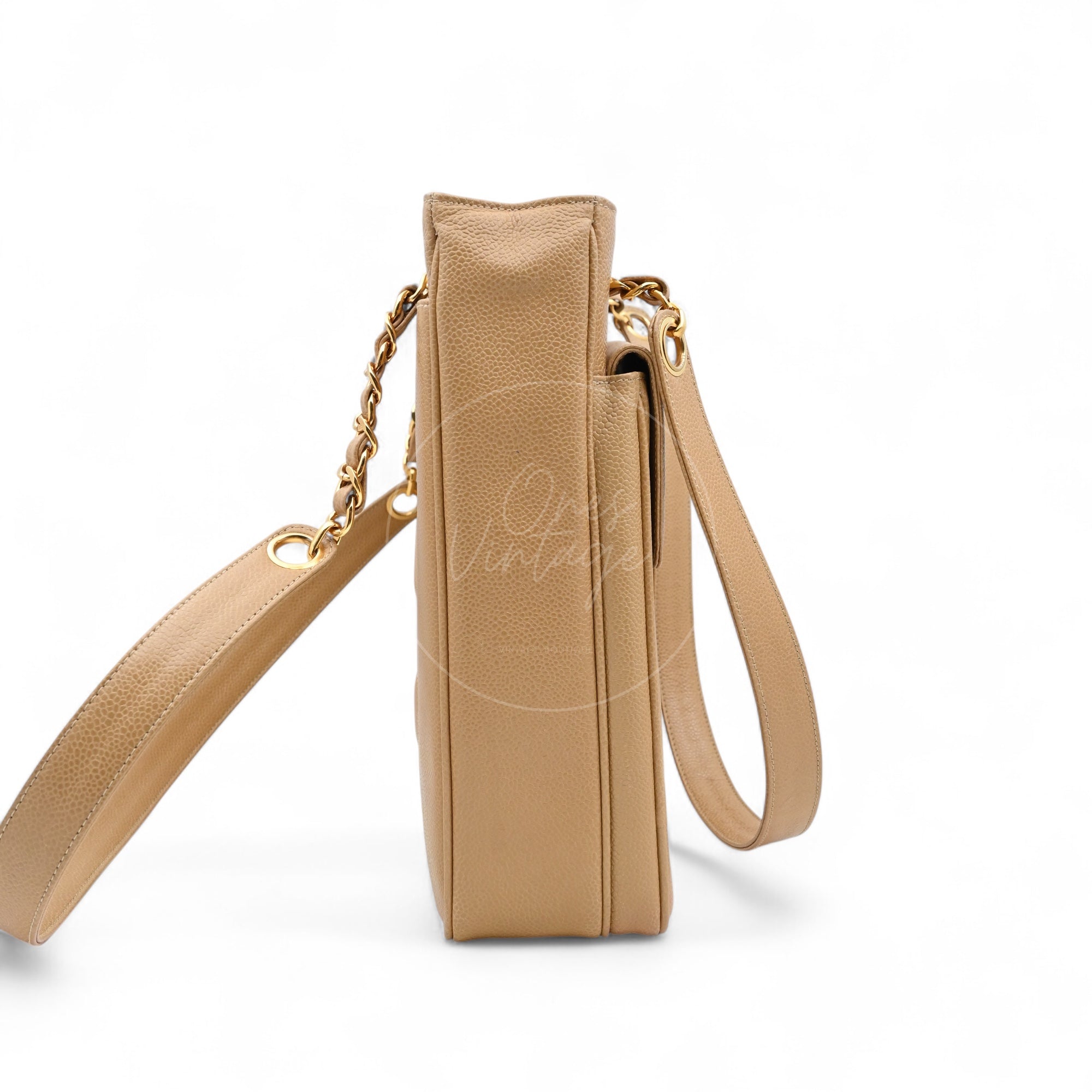 Chanel Caviar CC Tote Bag GHW Beige Series 3
