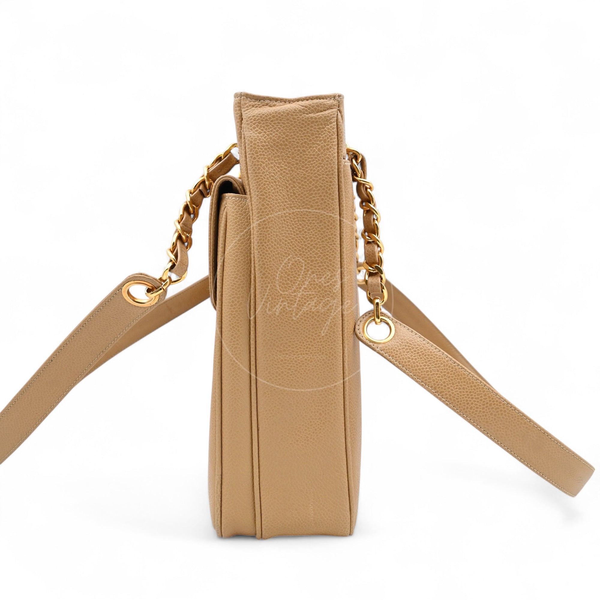 Chanel Caviar CC Tote Bag GHW Beige Series 3