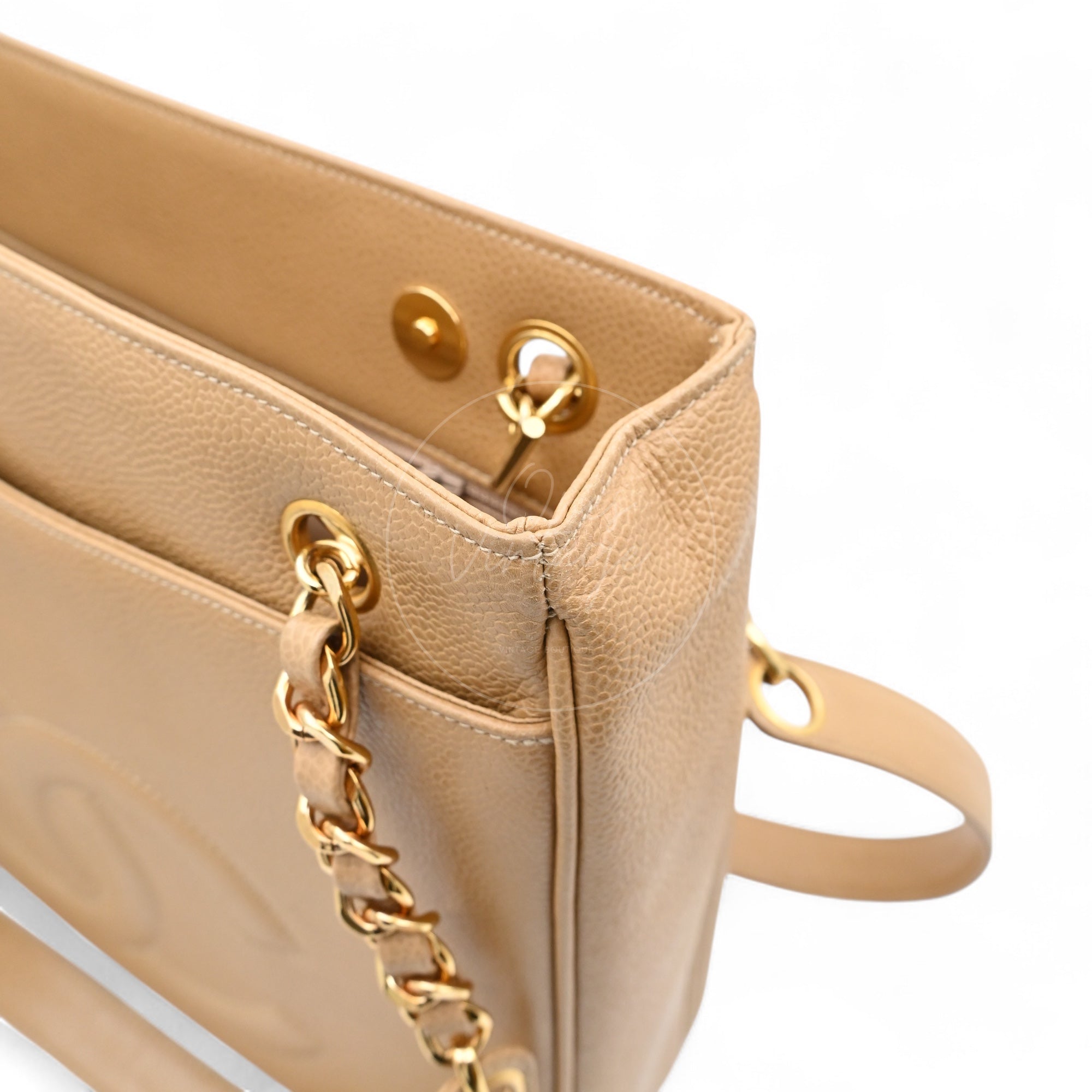 Chanel Caviar CC Tote Bag GHW Beige Series 3