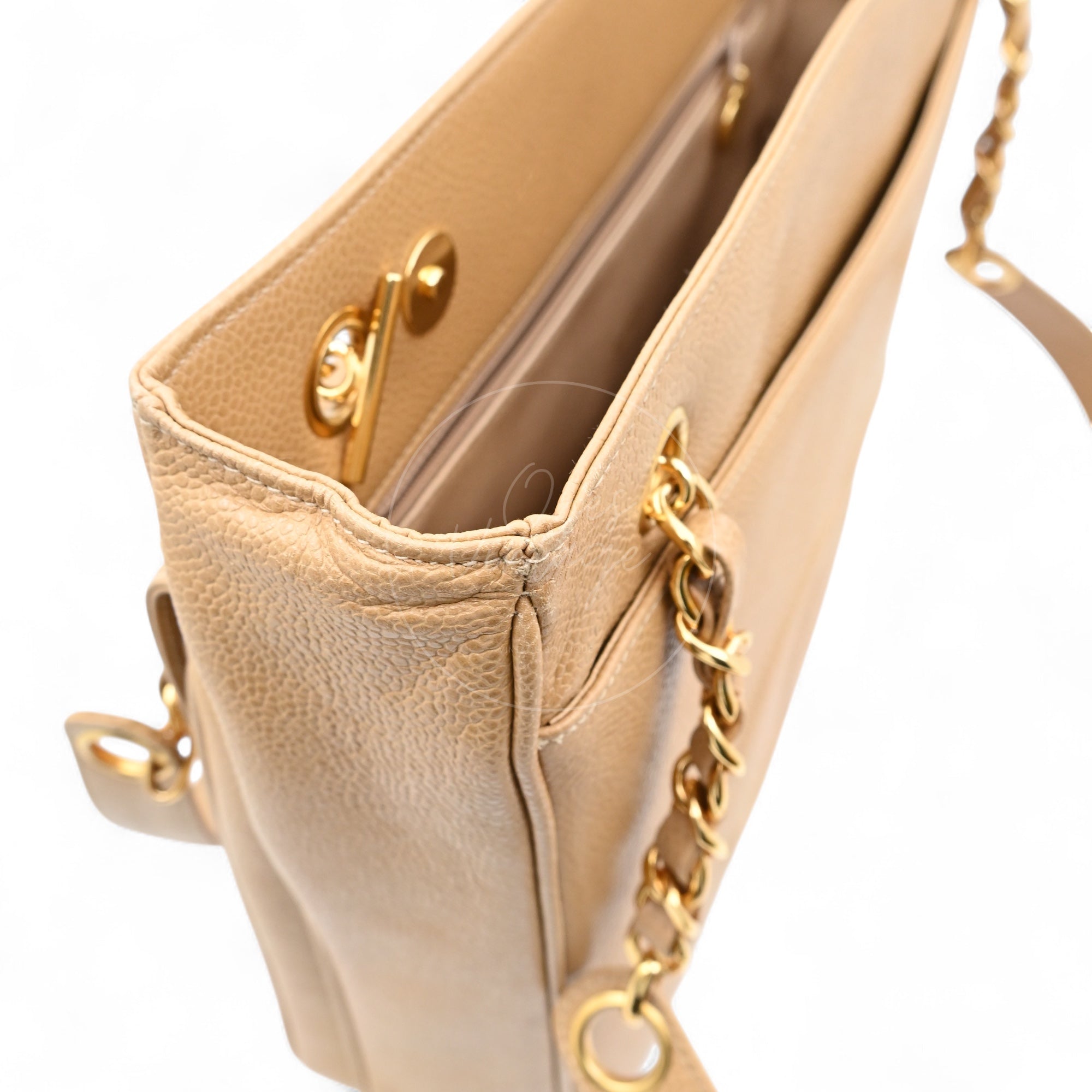 Chanel Caviar CC Tote Bag GHW Beige Series 3