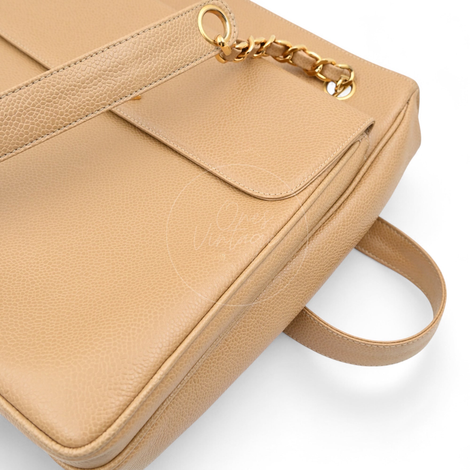 Chanel Caviar CC Tote Bag GHW Beige Series 3