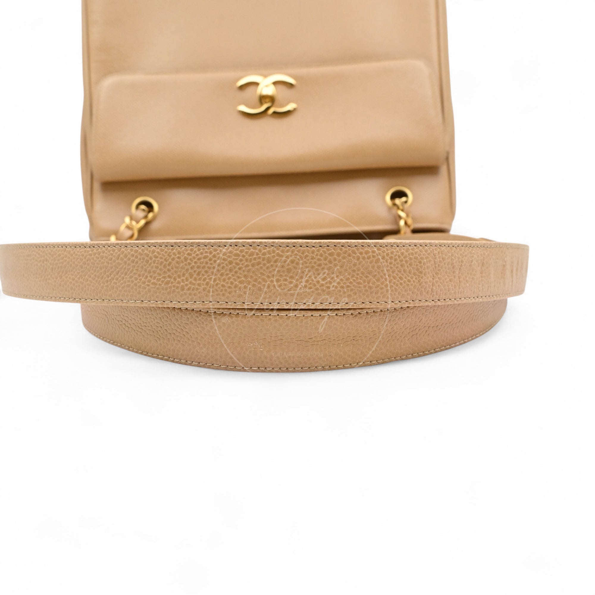 Chanel Caviar CC Tote Bag GHW Beige Series 3
