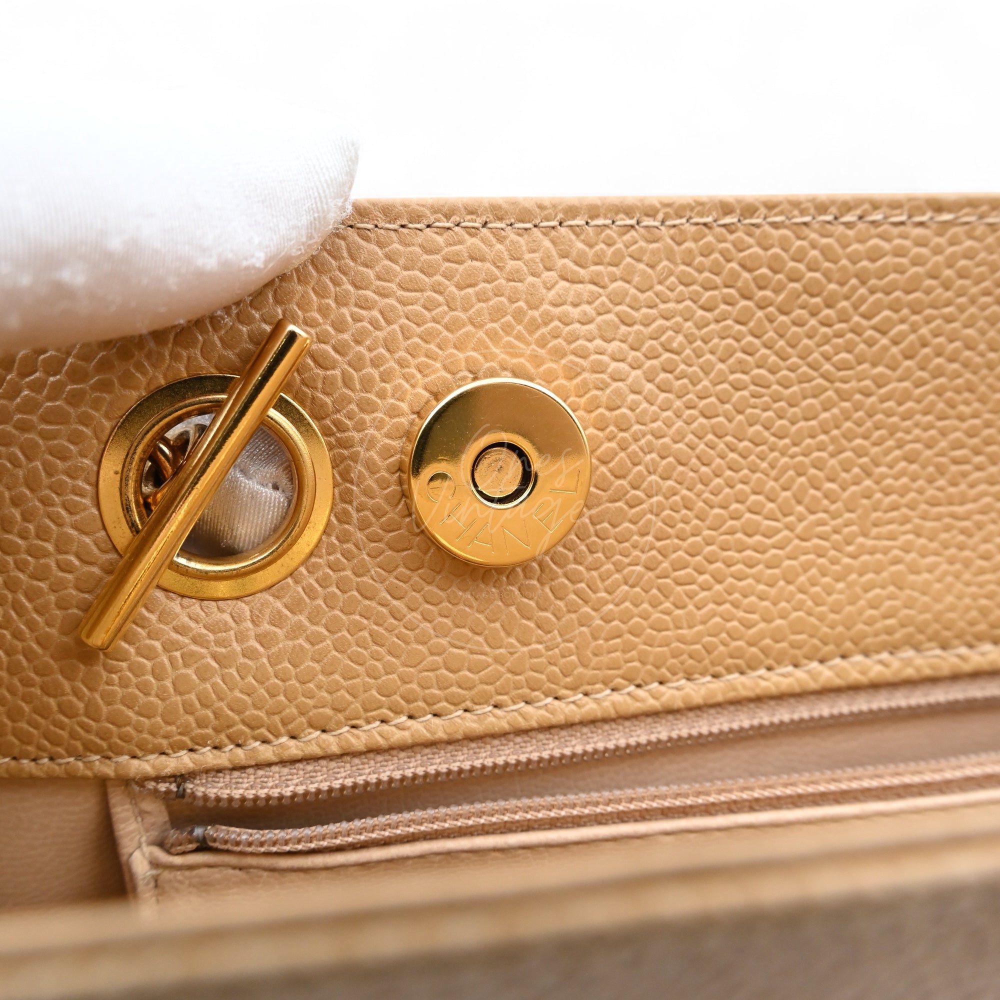 Chanel Caviar CC Tote Bag GHW Beige Series 3