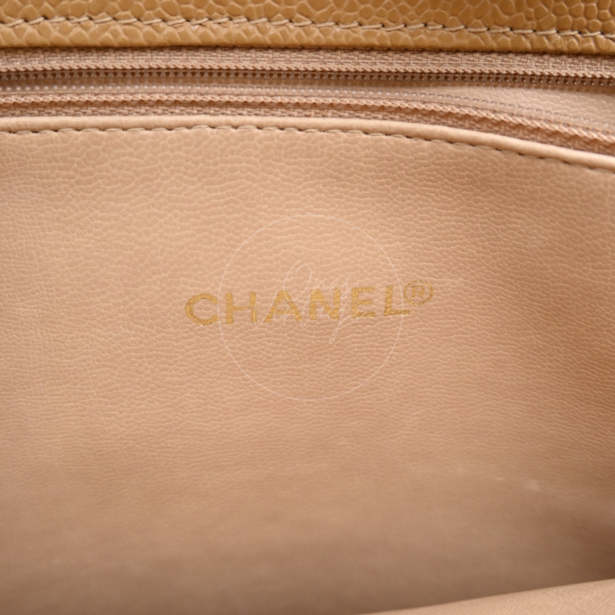 Chanel Caviar CC Tote Bag GHW Beige Series 3