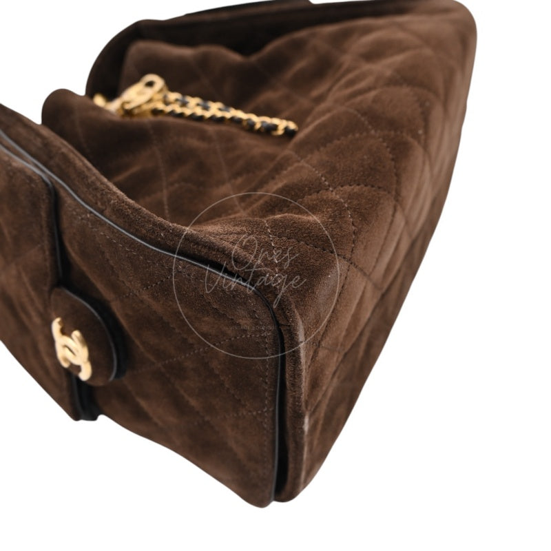 Chanel 25 Suede Calfskin & Gold-tone Metal Small Handbag GHW Dark Brown 2025