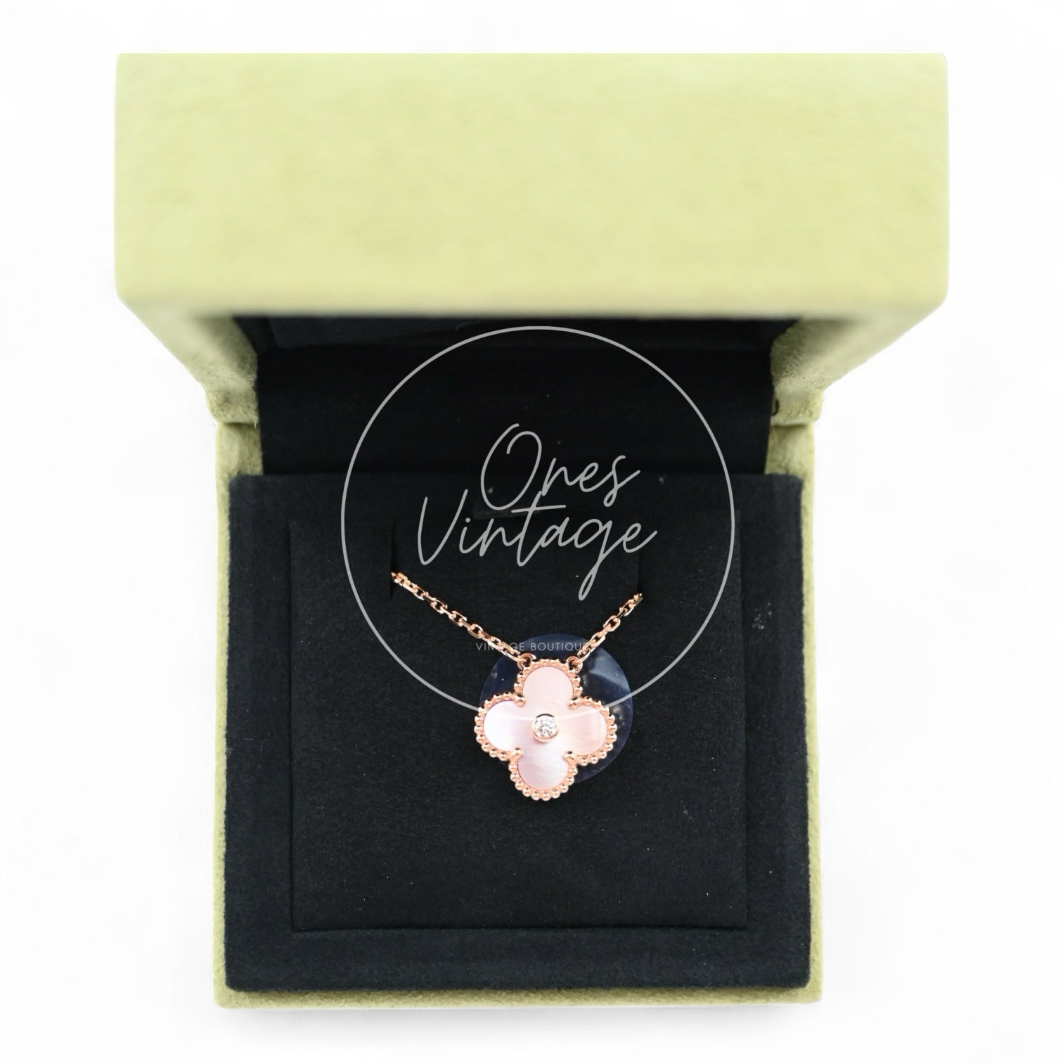 Van Cleef & Arpels Vintage Alhambra Pendant Rose Gold Pink Mother of Pearl Diamond