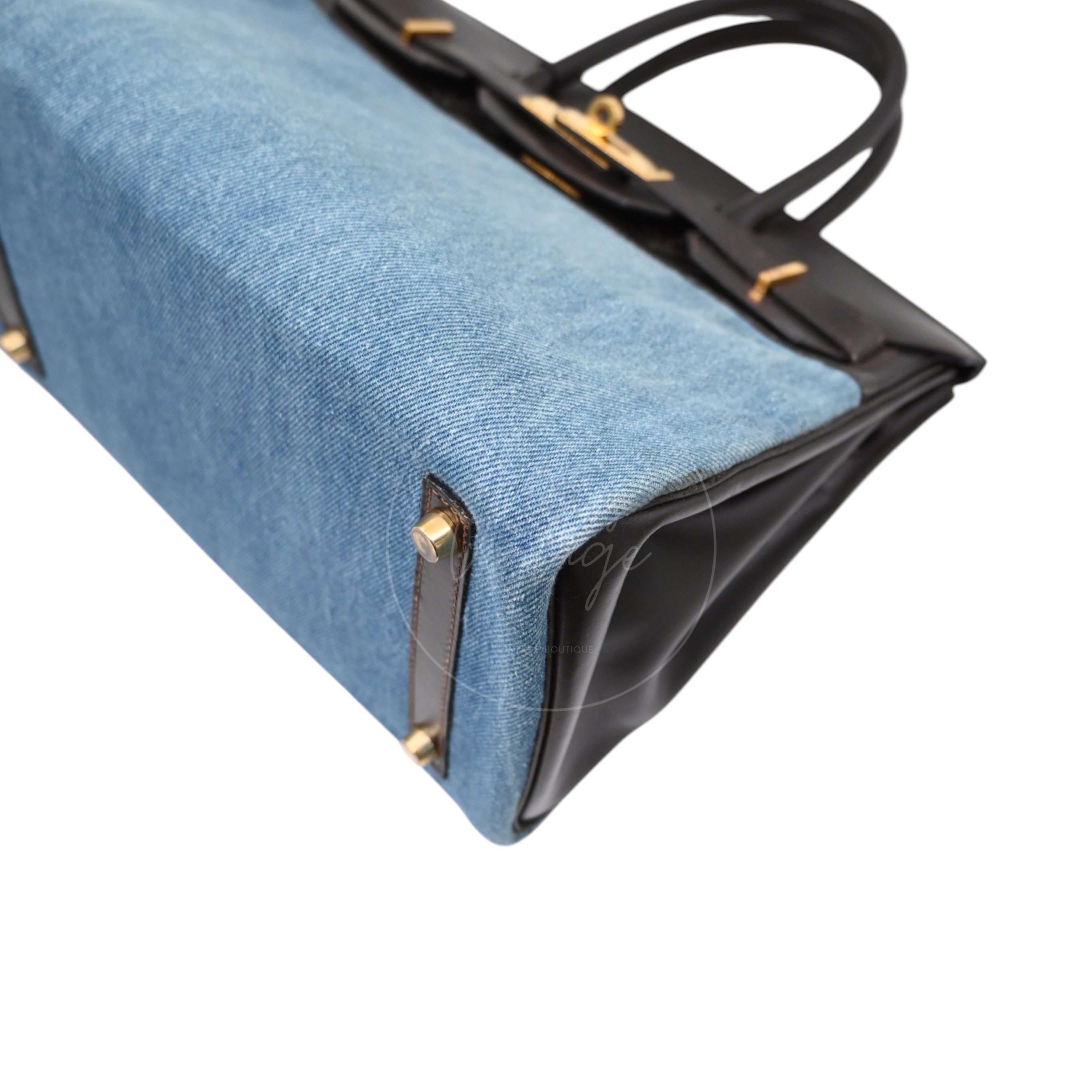 Hermes Birkin 30 Box Denim Box GHW Ebene Denim Blue Square B