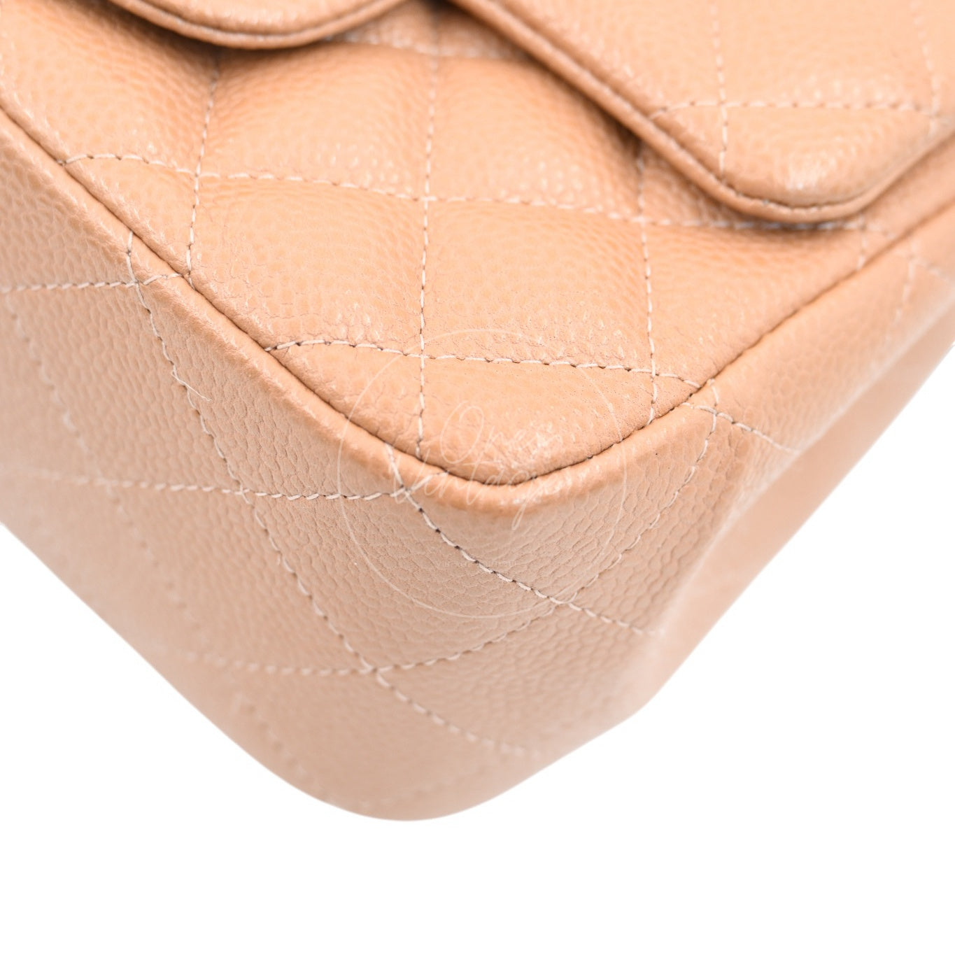 Chanel Mini Square Caviar Flap Handbag GHW Beige Series 25