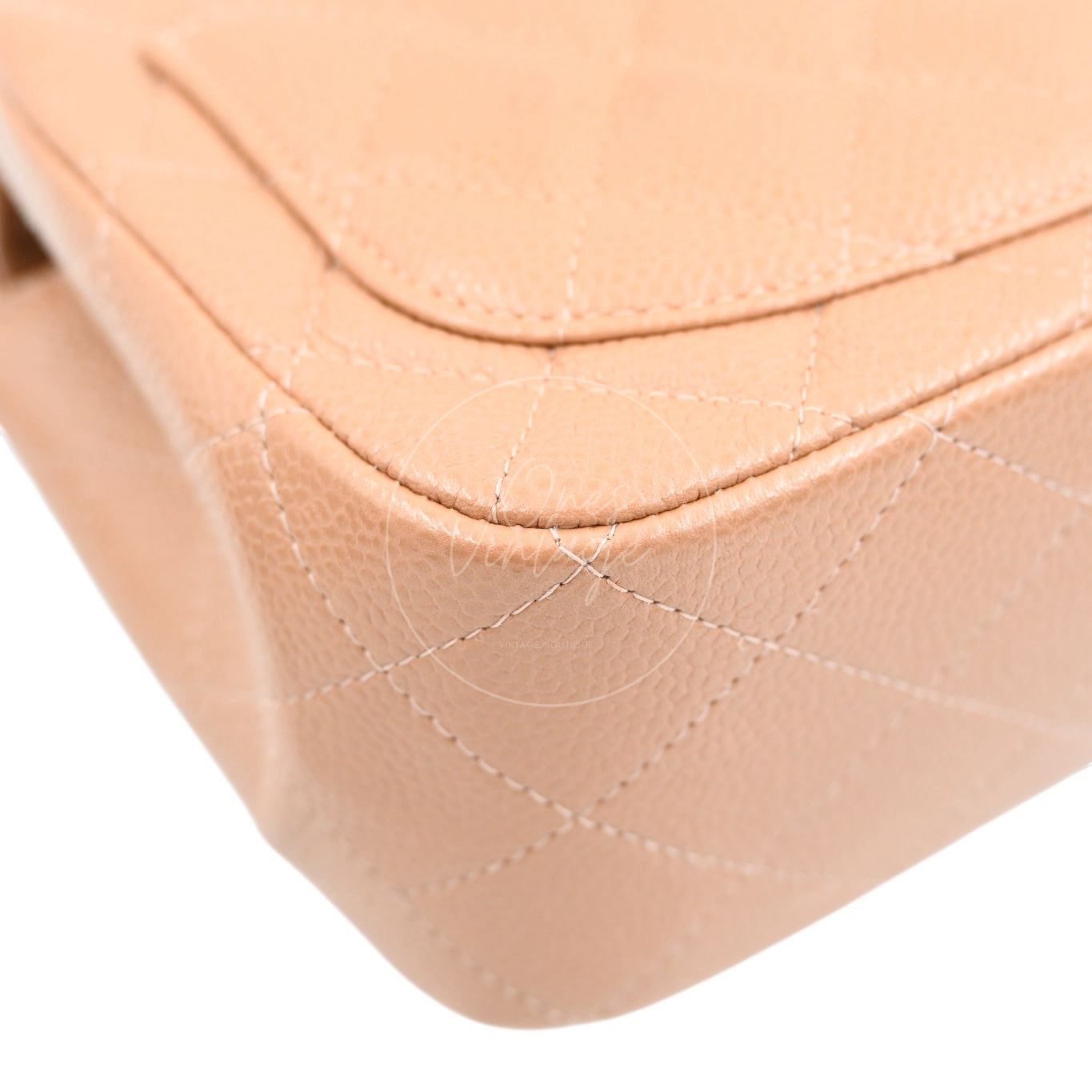 Chanel Mini Square Caviar Flap Handbag GHW Beige Series 25
