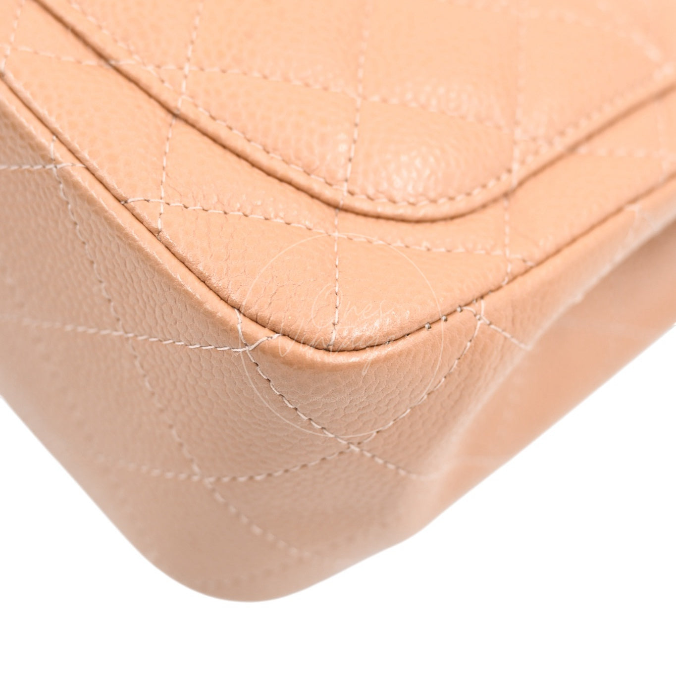 Chanel Mini Square Caviar Flap Handbag GHW Beige Series 25