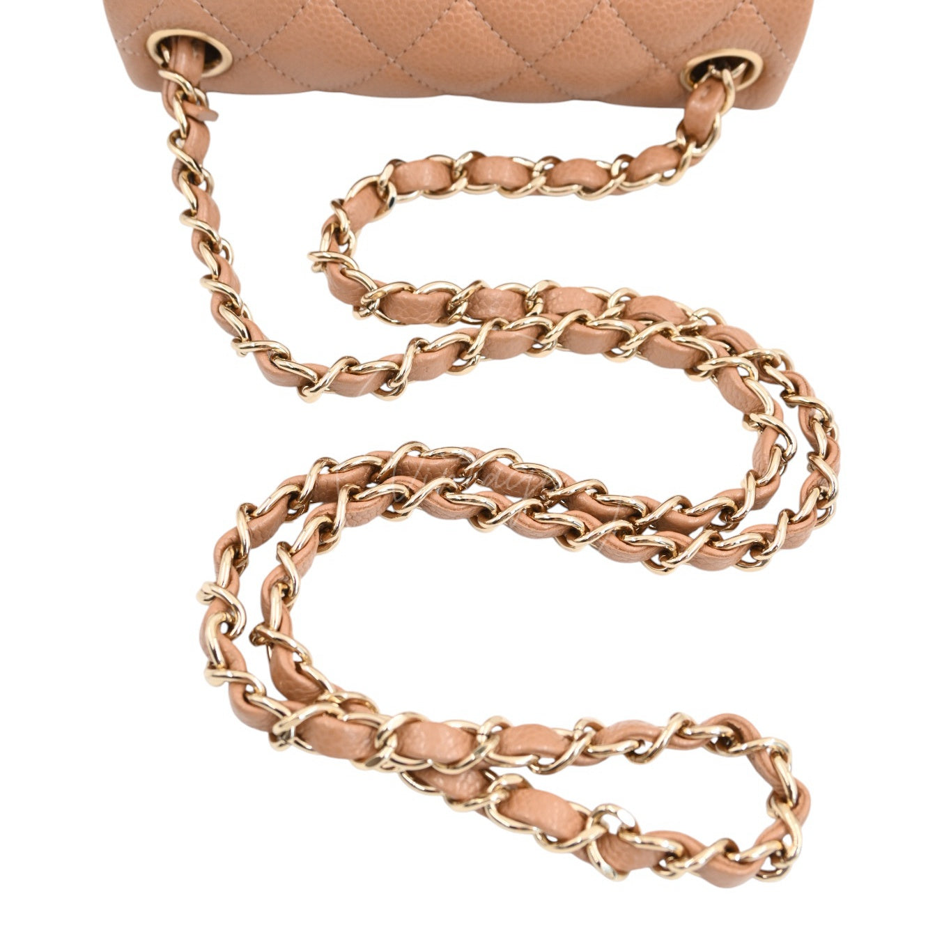 Chanel Mini Square Caviar Flap Handbag GHW Beige Series 25