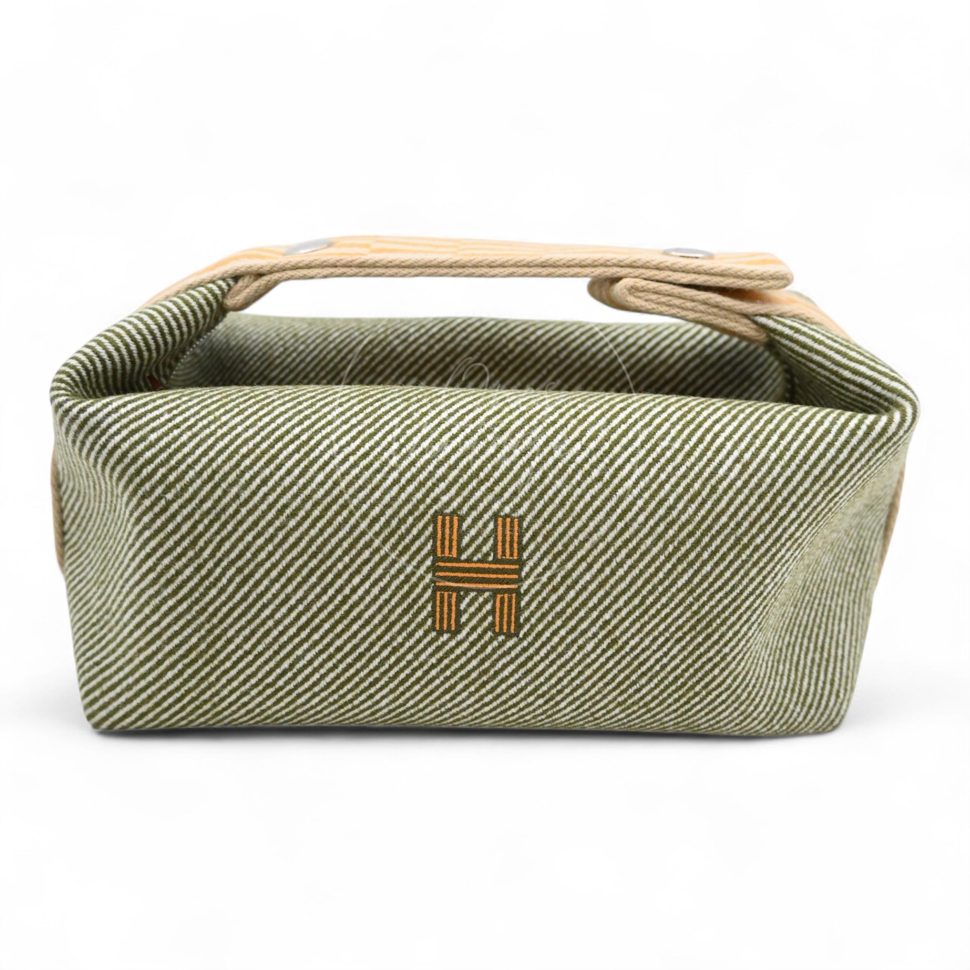 Hermes Bride-A-Brac PM Vert H Natte Canvas PHW Vert & Beige