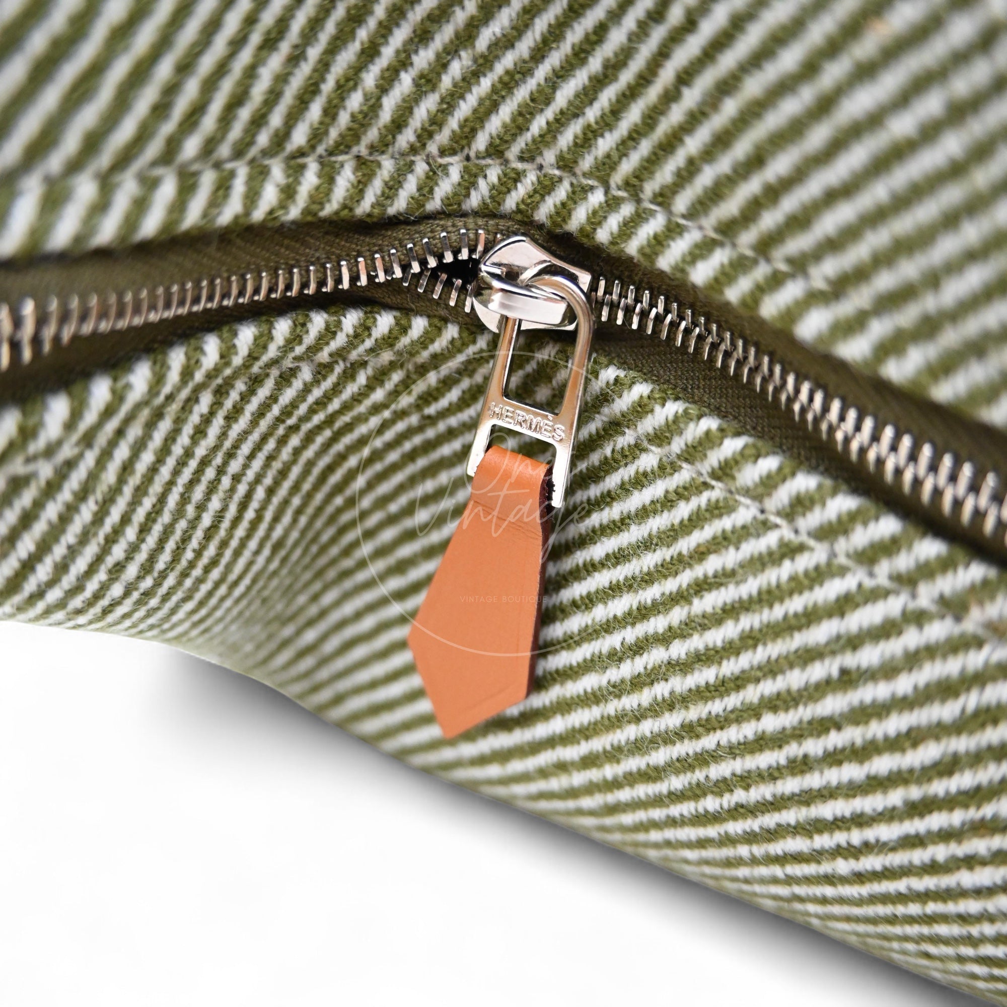Hermes Bride-A-Brac PM Vert H Natte Canvas PHW Vert & Beige