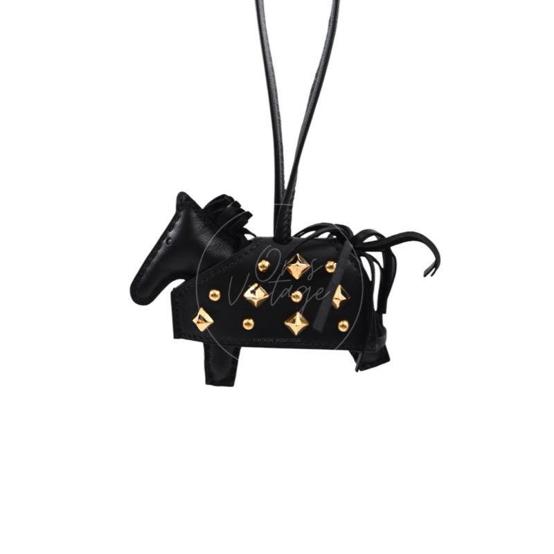 Hermes Rodeo Robeo Rock PM Black Agneau Bag Charm
