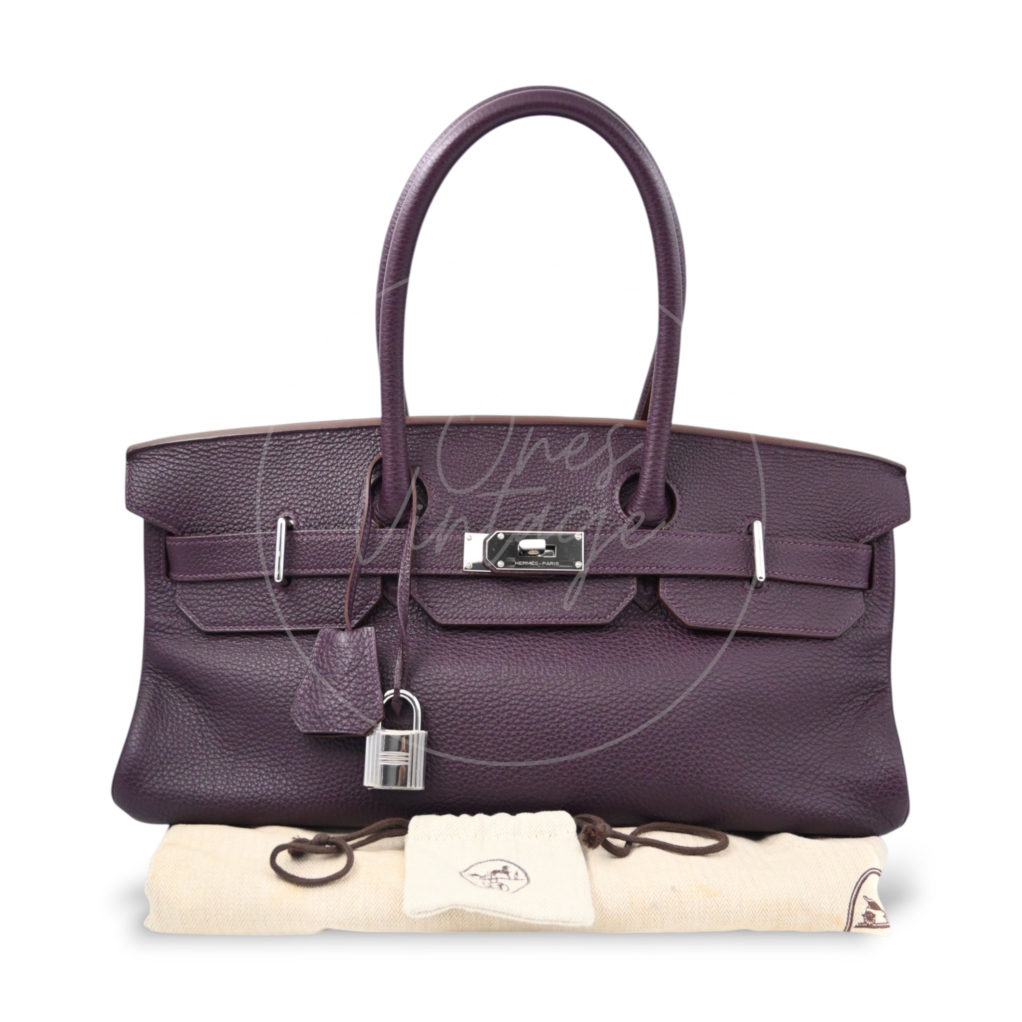 Hermes Birkin Shoulder PHW Purple Square M
