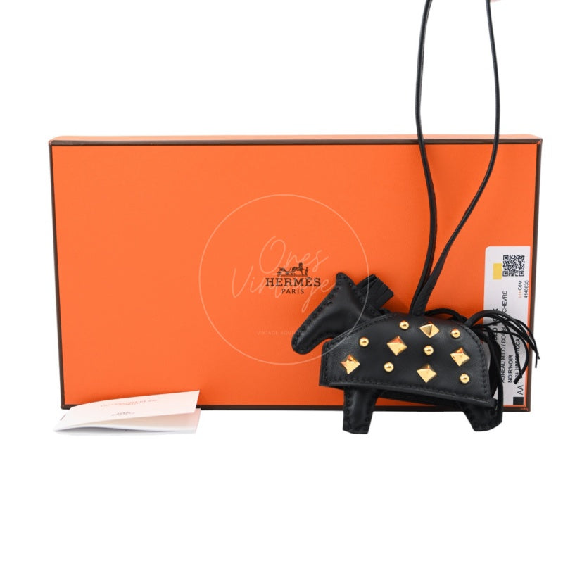 Hermes Rodeo Robeo Rock PM Black Agneau Bag Charm