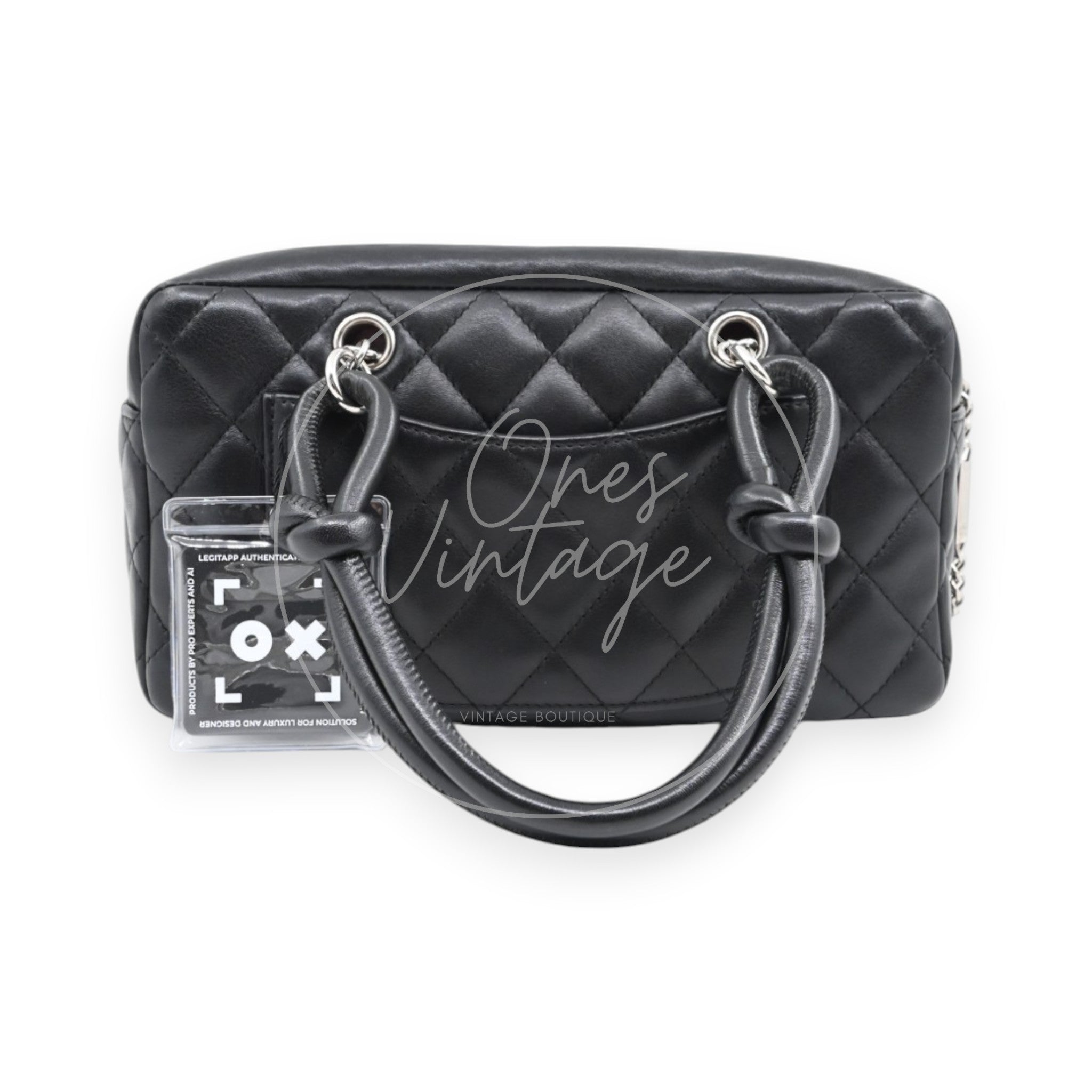 Chanel Cambon Ligne Bowler Bag Lambskin Leather SHW Black Series 10