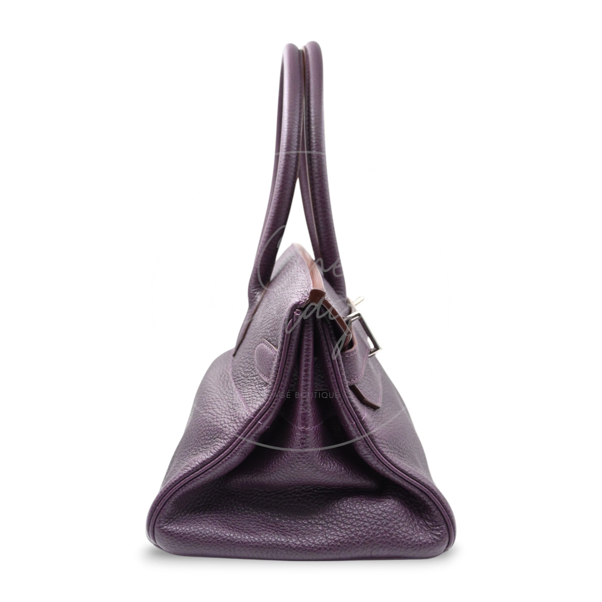 Hermes Birkin Shoulder PHW Purple Square M