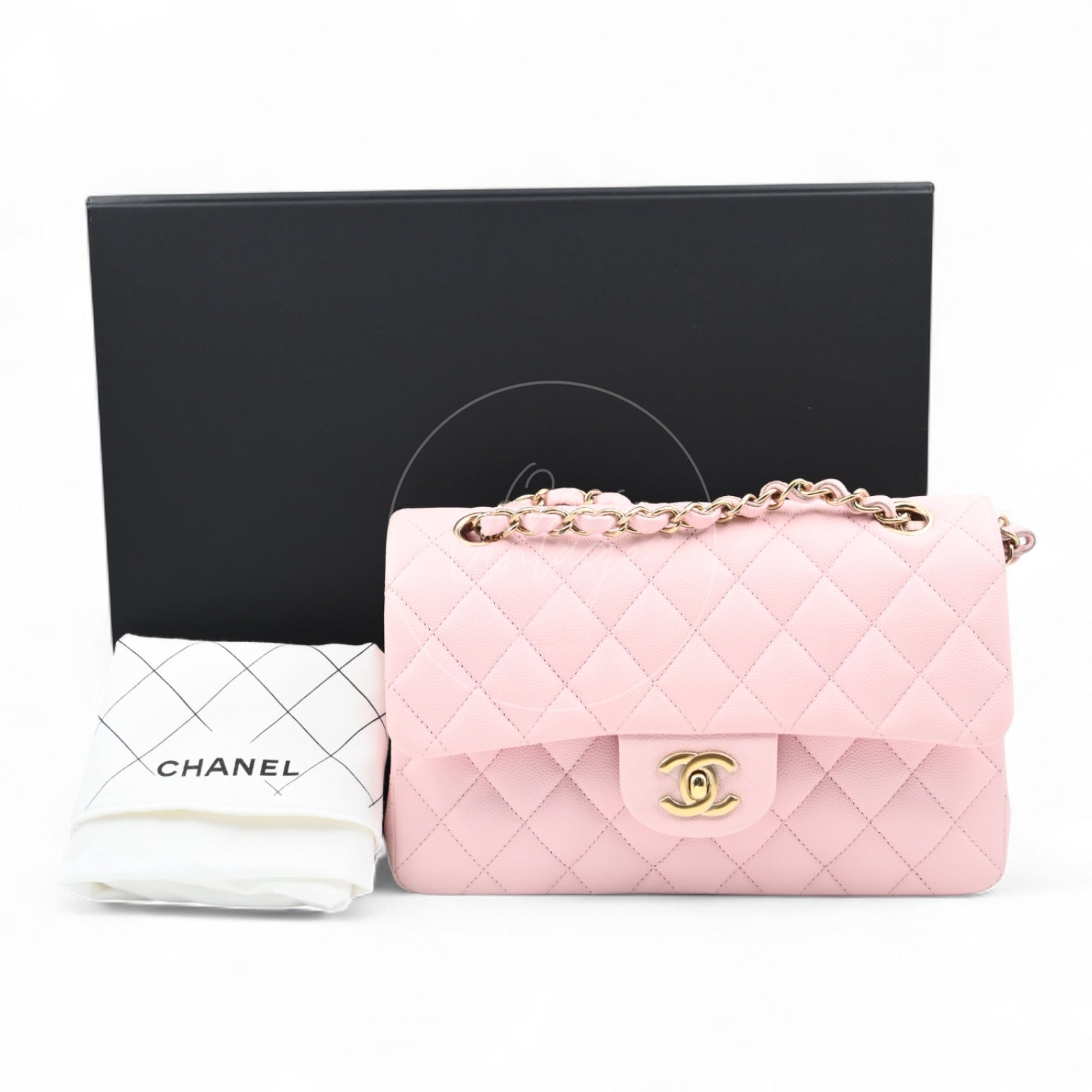 Chanel Caviar 22A Small Classic Double Flap Bag 23 GHW Pink 2022
