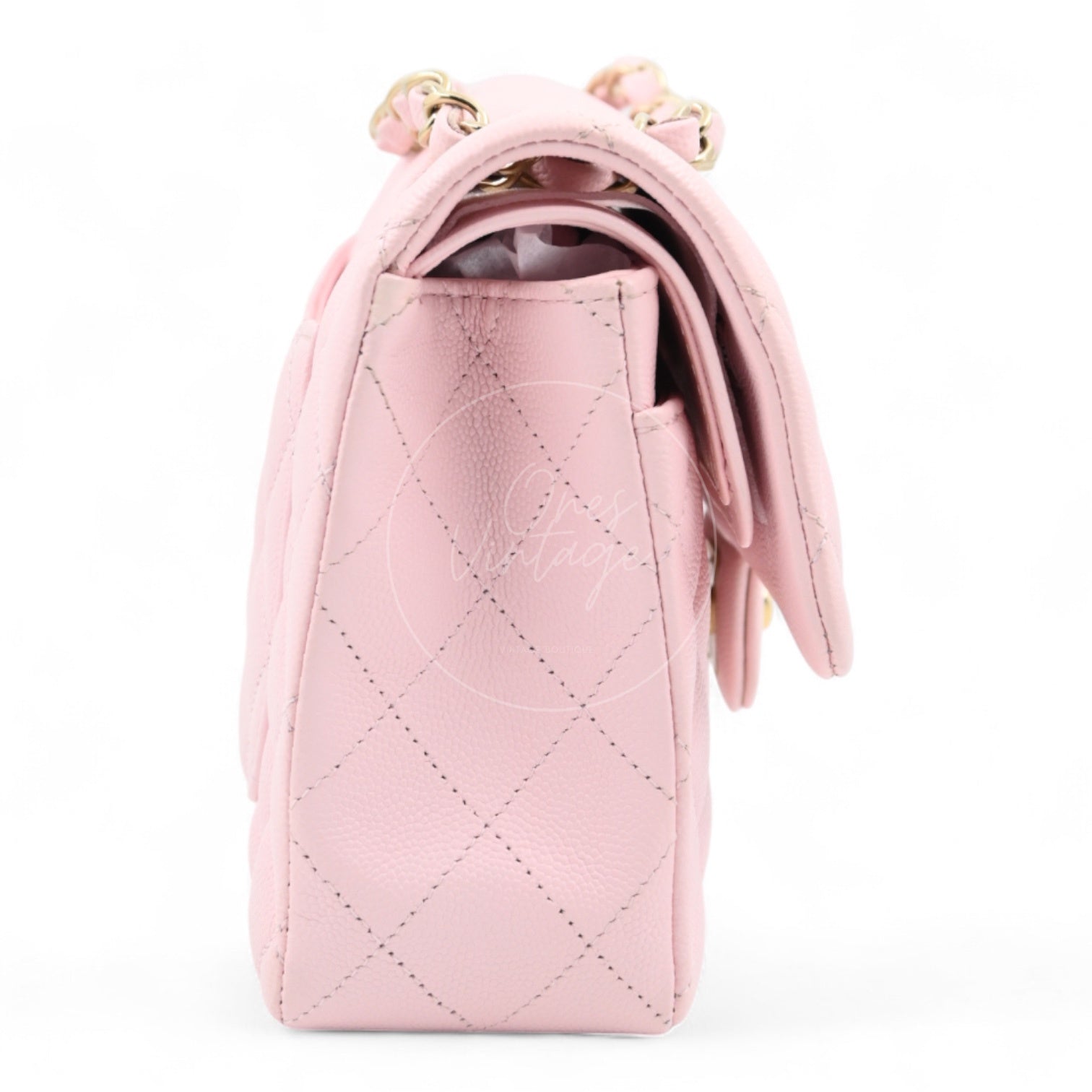 Chanel Caviar 22A Small Classic Double Flap Bag 23 GHW Pink 2022