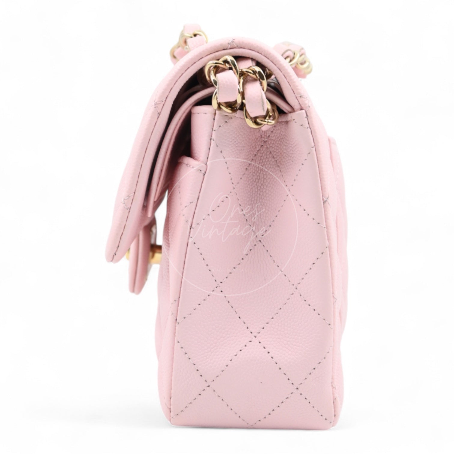 Chanel Caviar 22A Small Classic Double Flap Bag 23 GHW Pink 2022