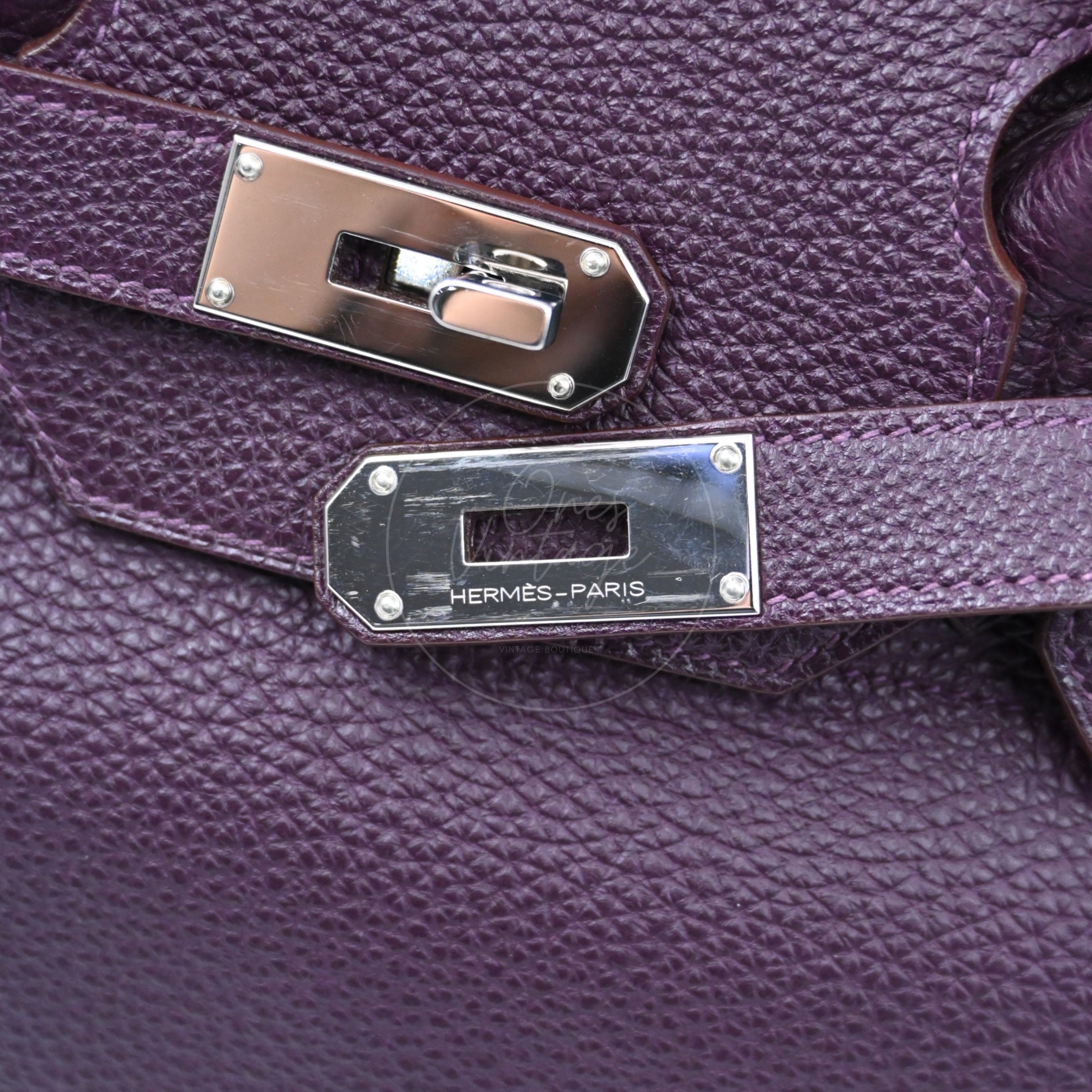 Hermes Birkin Shoulder PHW Purple Square M