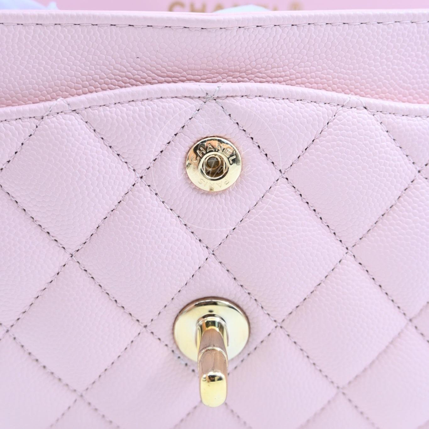 Chanel Caviar 22A Small Classic Double Flap Bag 23 GHW Pink 2022