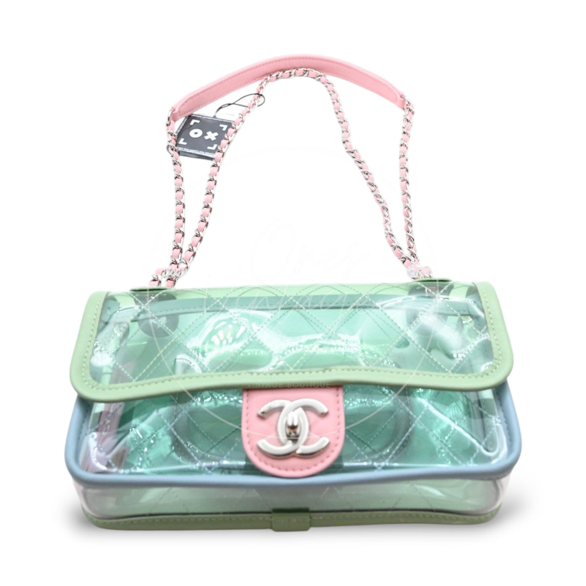 Chanel Coco Splash PVC Flap Bag SHW Blue Green Pink Series 25