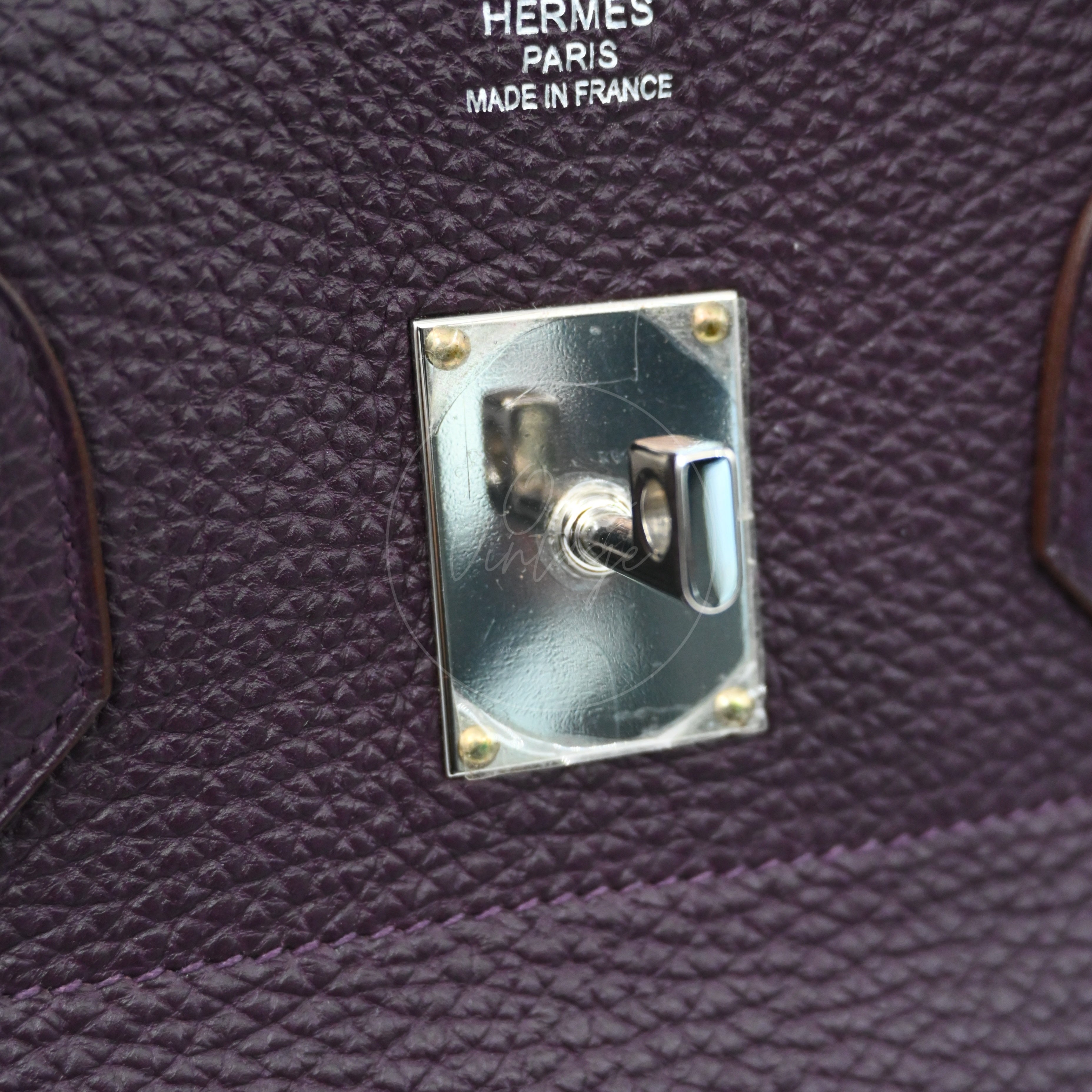 Hermes Birkin Shoulder PHW Purple Square M