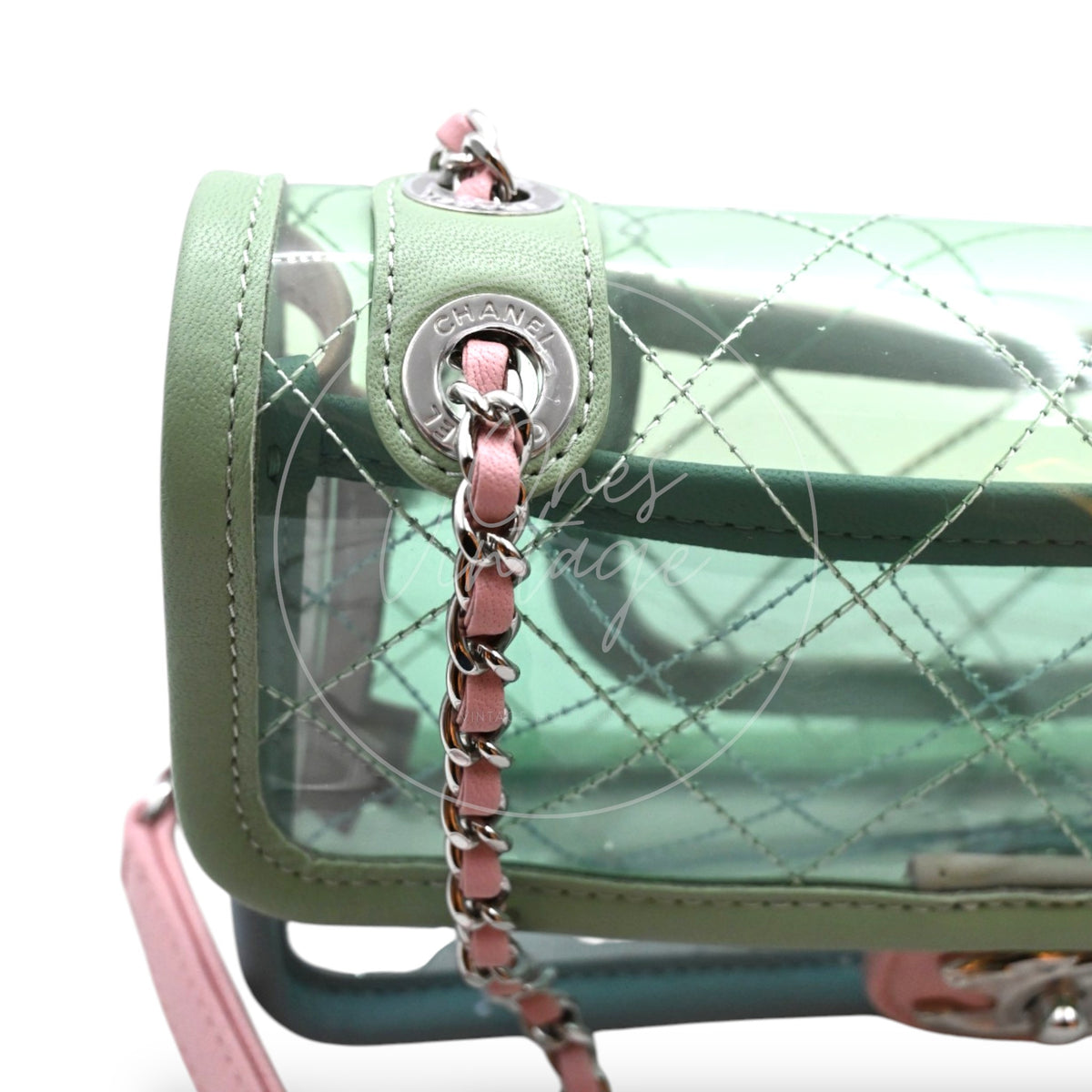 Chanel Coco Splash PVC Flap Bag SHW Blue Green Pink Series 25