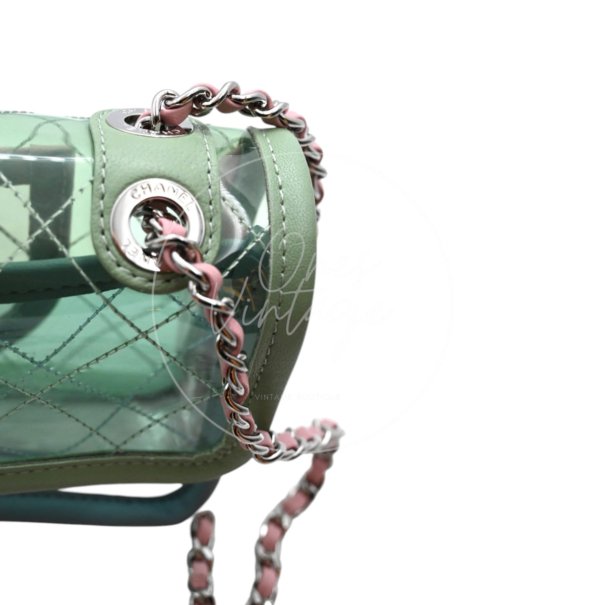 Chanel Coco Splash PVC Flap Bag SHW Blue Green Pink Series 25