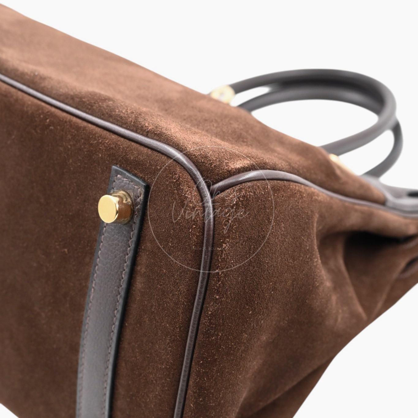 Herme Birkin 30 Grizzly Suede HandBag GHW Brown Square P