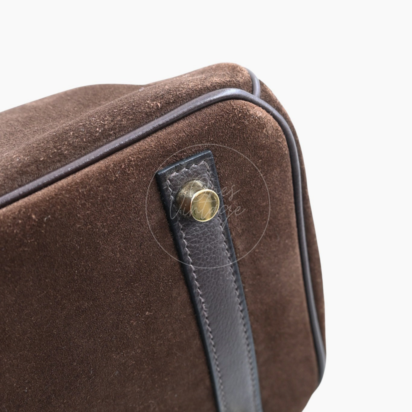 Herme Birkin 30 Grizzly Suede HandBag GHW Brown Square P
