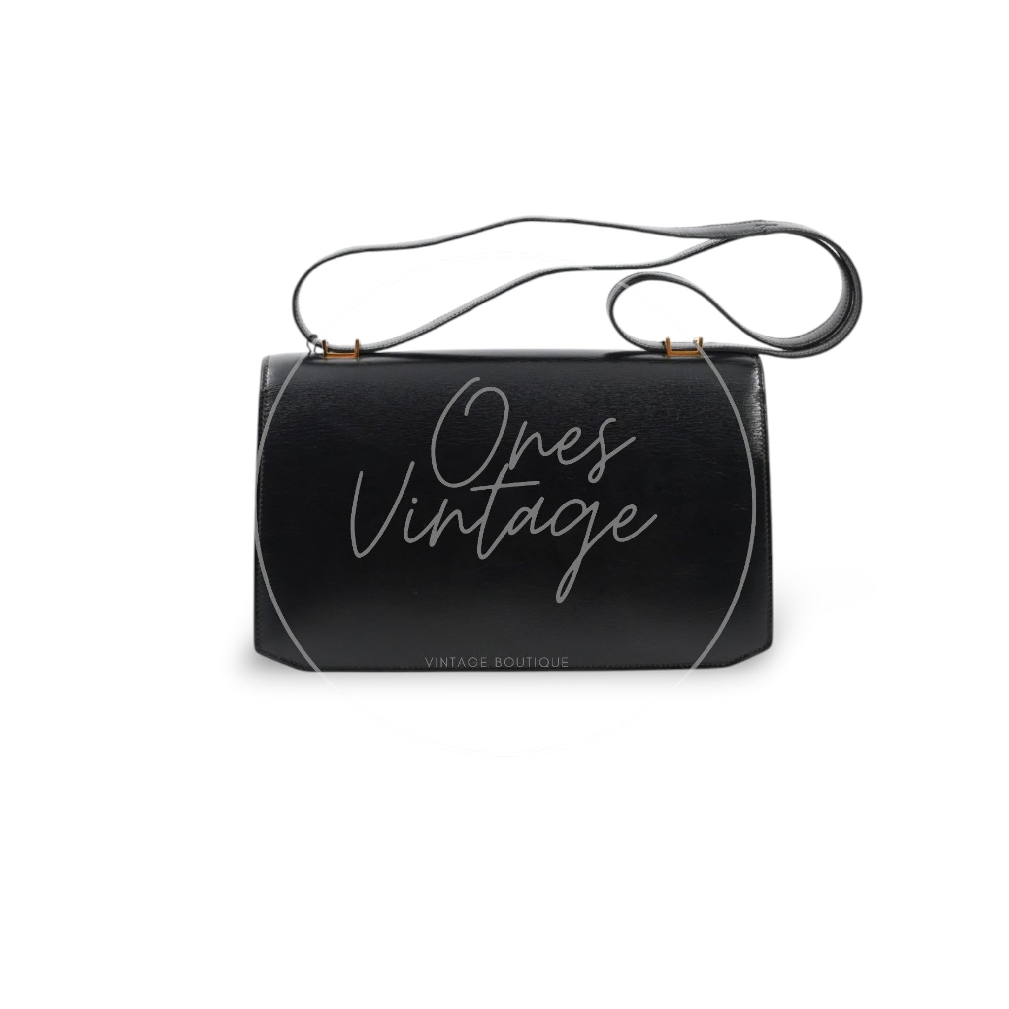 Hermes Cadena Lock Shoulder BagBox GHW Black Circle P