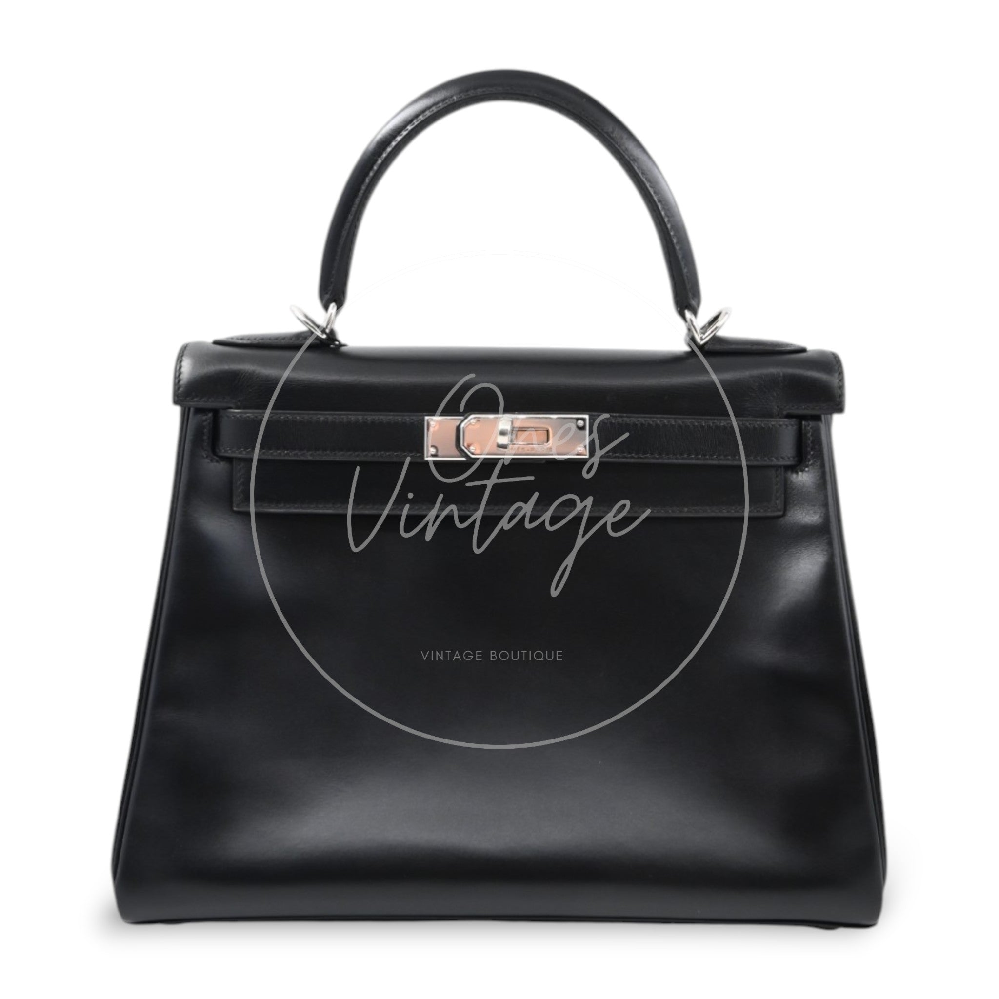 Hermes Kelly 28 Handbag PHW Black Square D