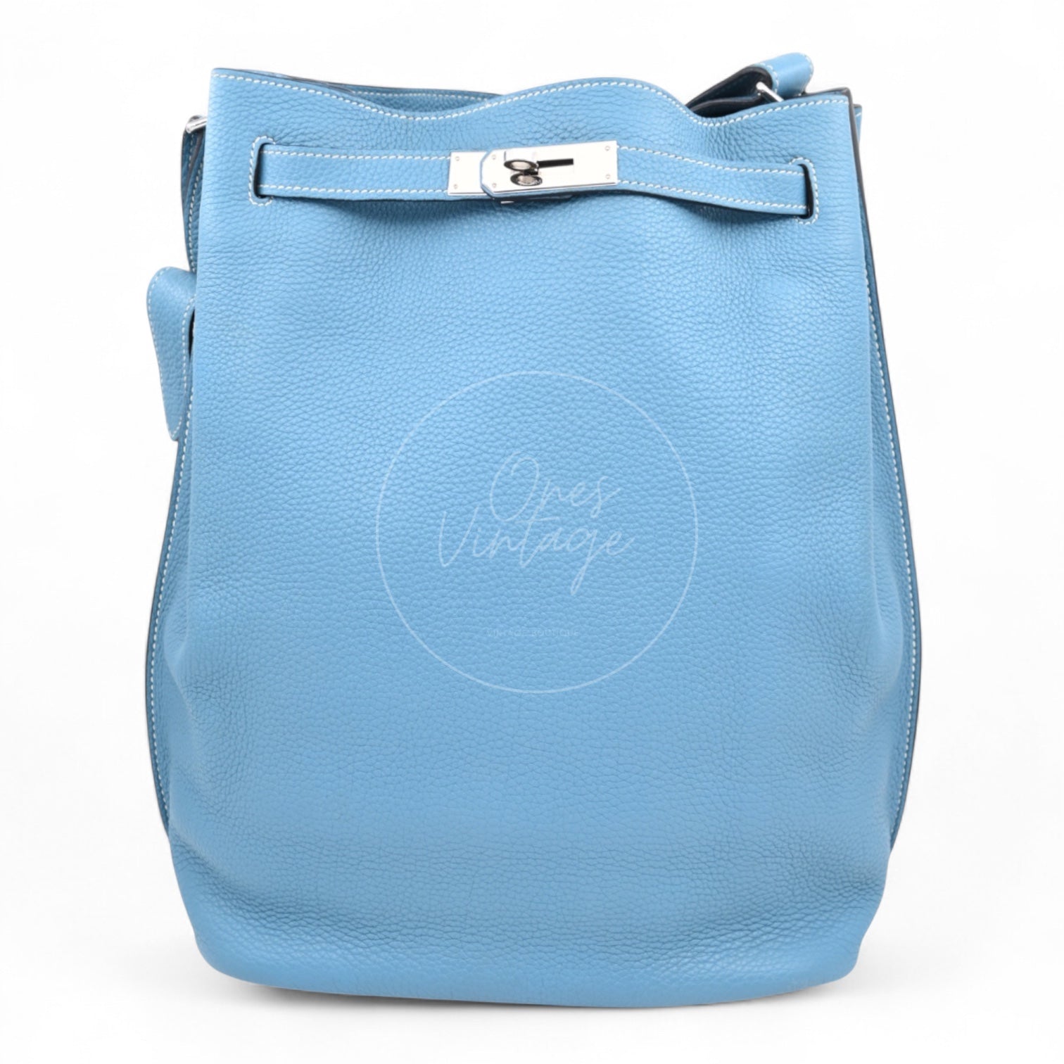 Hermes So Kelly 26 TC Denim Blue Stamp Square O
